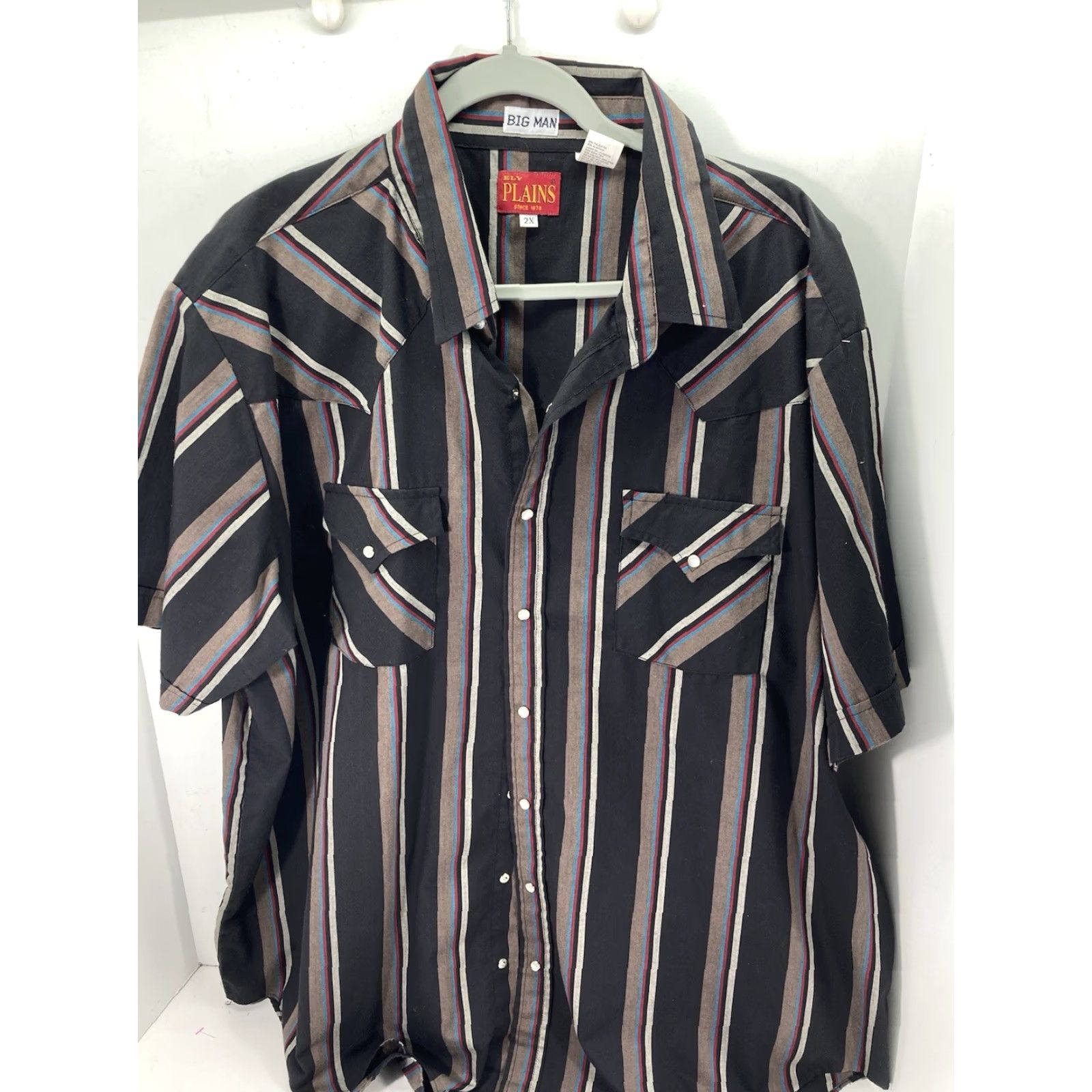 Vintage VINTAGE Plains Big Man Pearl Snap Western Shirt Men Big 2X Black Stripe Short Sleeve VTG NWOT Size US XXL / EU 58 / 5 - 2 Thumbnail
