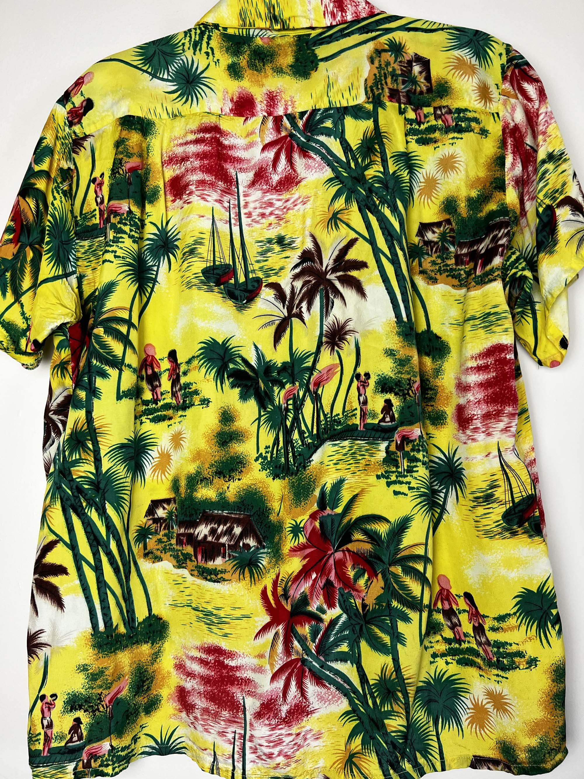 Vintage Vintage 1940's-1950's TAHITI Rayon Island Palm Tree Shirt Size US M / EU 48-50 / 2 - 13 Thumbnail