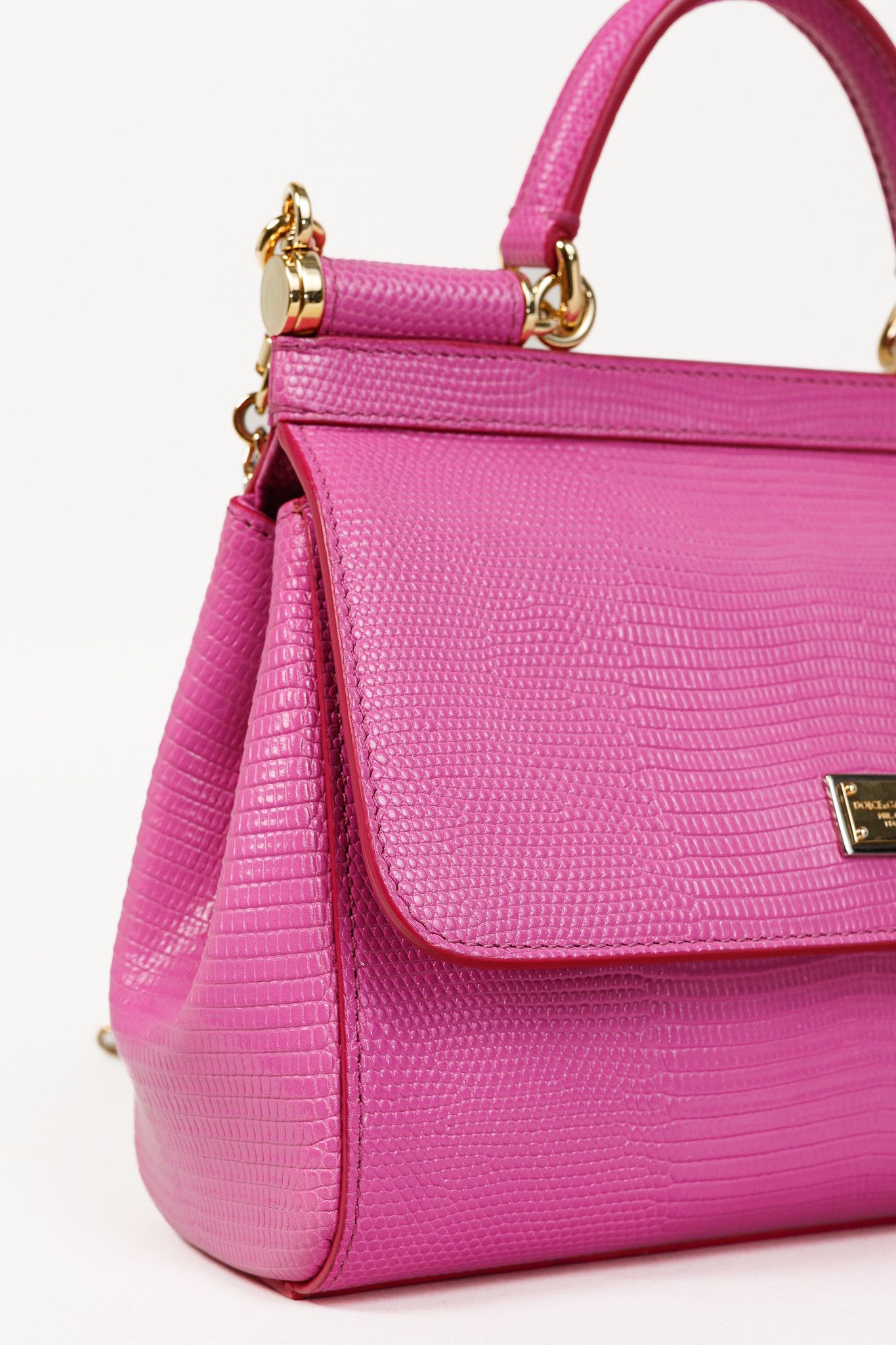Dolce & Gabbana Dolce & Gabbana Miss Sicily Small Iguana-Print Chain Satchel Size ONE SIZE - 8 Thumbnail