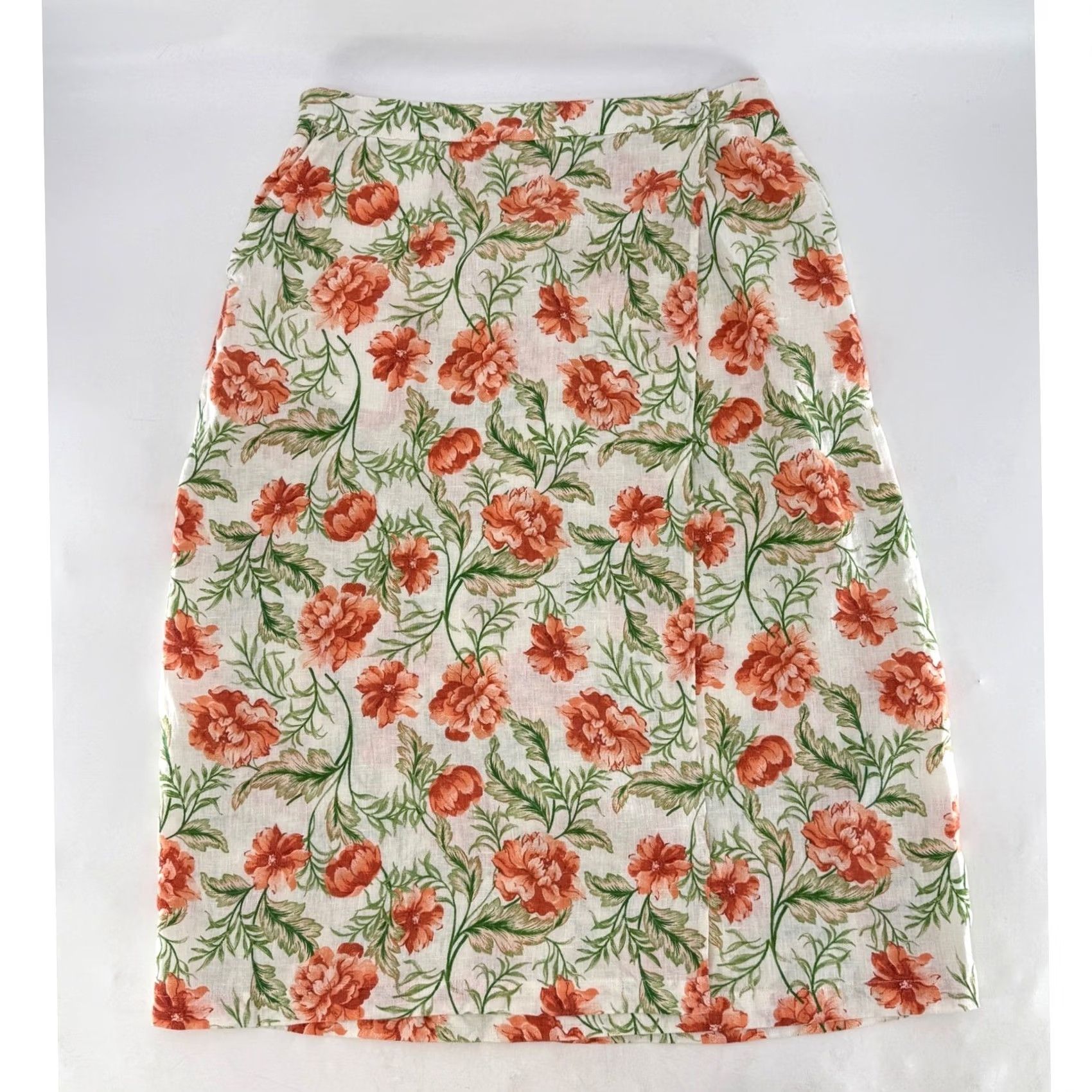 Joie VINTAGE Joie Skirt, Linen, Midi, Floral, White, XL, Pockets, Wrap, Bohemian, Coastal, Summer, Womens Size 40" / US 18 - 6 Thumbnail