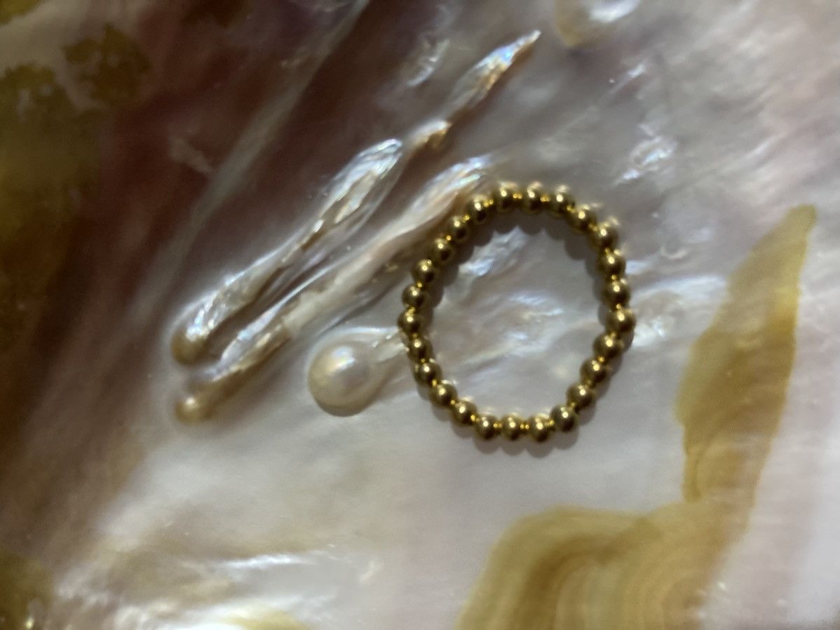 Other Gold coloured round beaded ring Size ONE SIZE - 2 Thumbnail