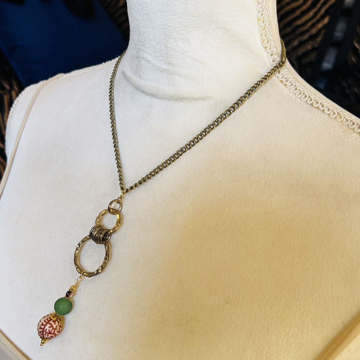 Handmade Handcrafted salvaged brass beaded accent necklace Size ONE SIZE - 5 Thumbnail