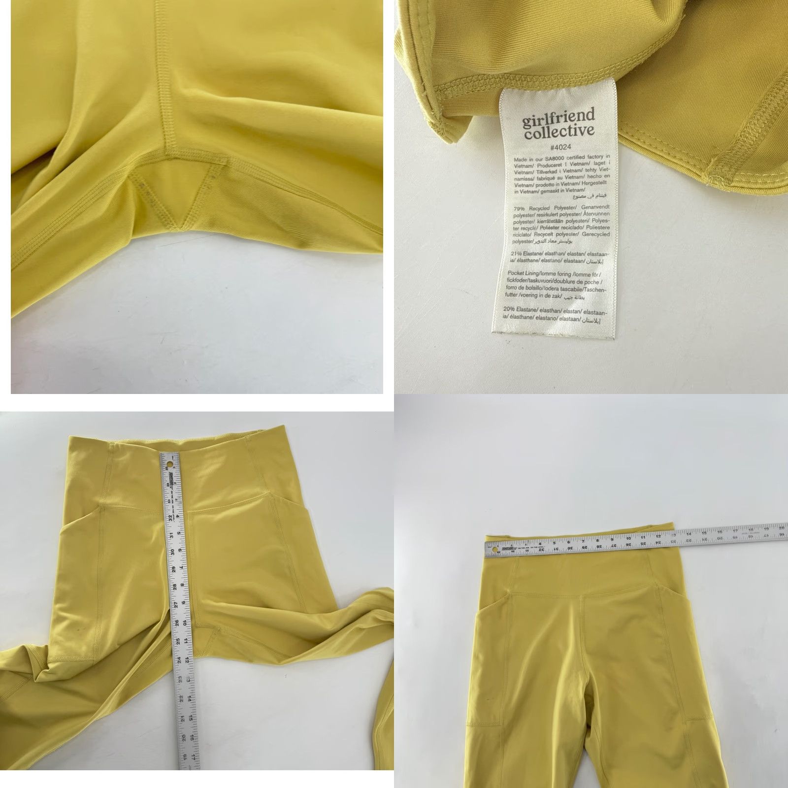 Girlfriend Collective Girlfriend Womens Medium Collective High Rise Pocket Leggings Yellow Yoga Capri Tapered Classic Activewear Womens M Yellow Leggings Size 32" / US 10 / IT 46 - 8 Thumbnail