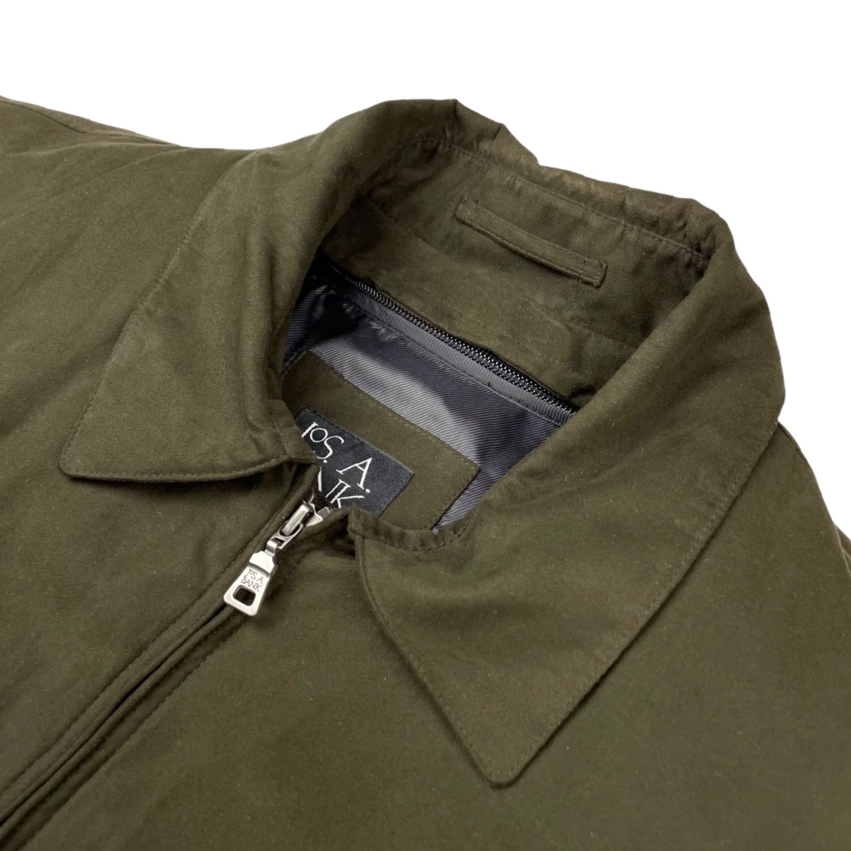 Jos. A. Bank Jos. A. Bank Men's Faux Suede Bomber Jacket Regular L Green Full Zip Removable Lining Polyester Size US L / EU 52-54 / 3 - 2 Thumbnail