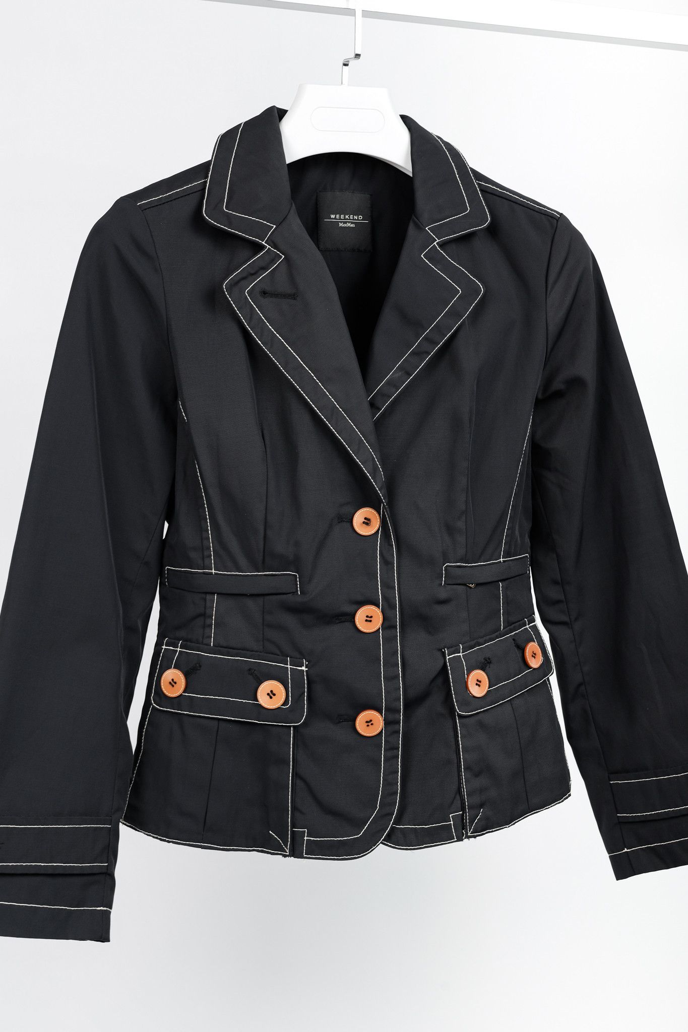 Weekend Max Mara Weekend Max Mara Black Contrast-Stitching Nylon Blazer Size M / US 6-8 / IT 42-44 - 3 Thumbnail