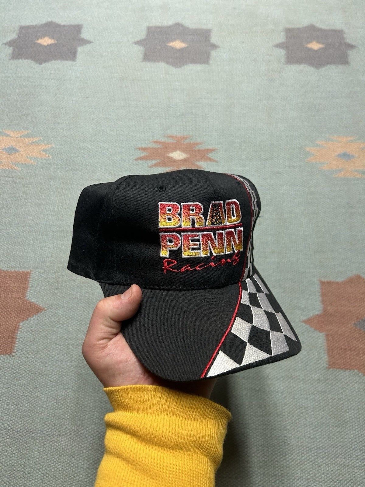 Vintage Vtg SnapBack hat Brad Penn racing oil checkered formula 1 Size ONE SIZE - 1 Thumbnail