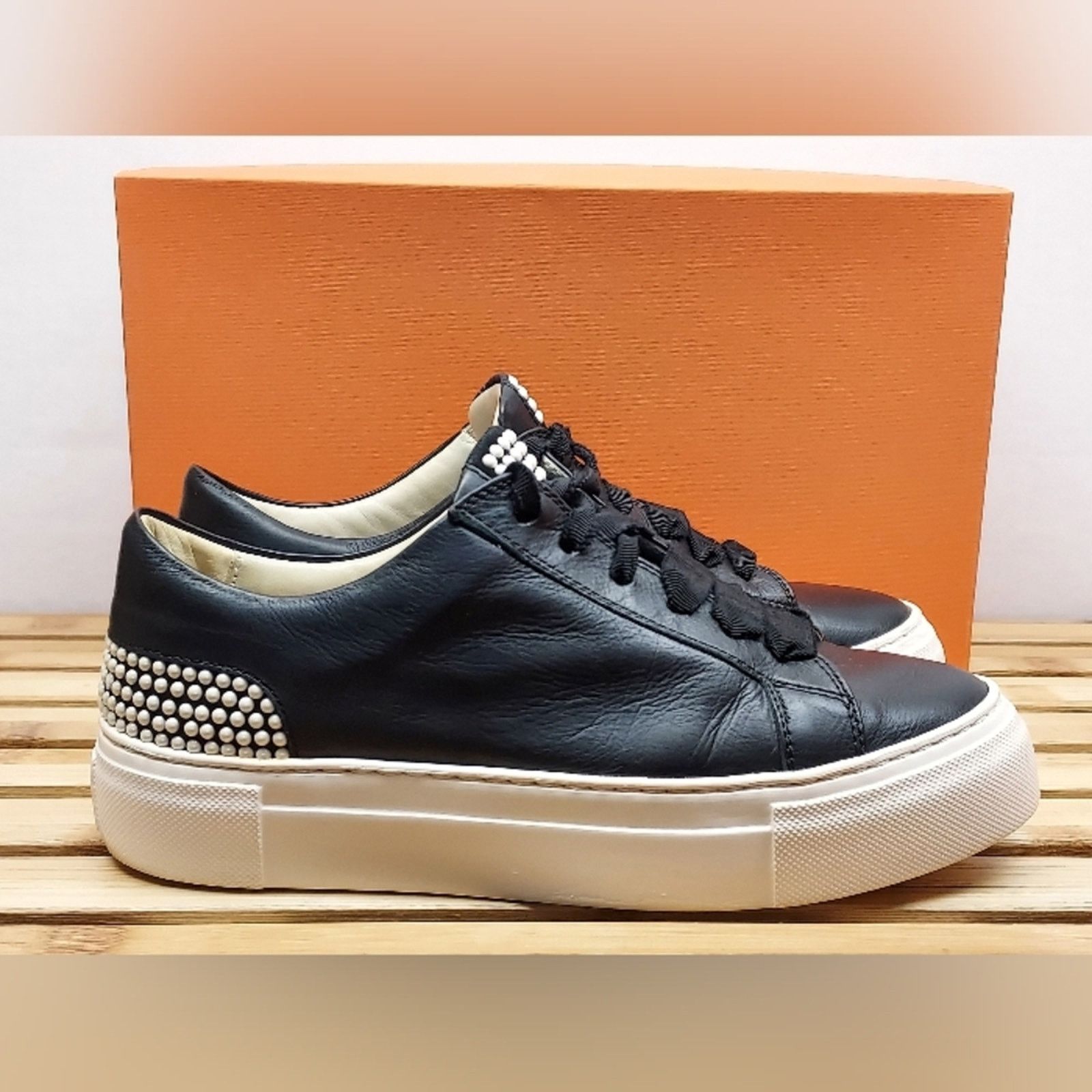 AGL Womens Nero Leather Fashion Sneakers Size - Main Image