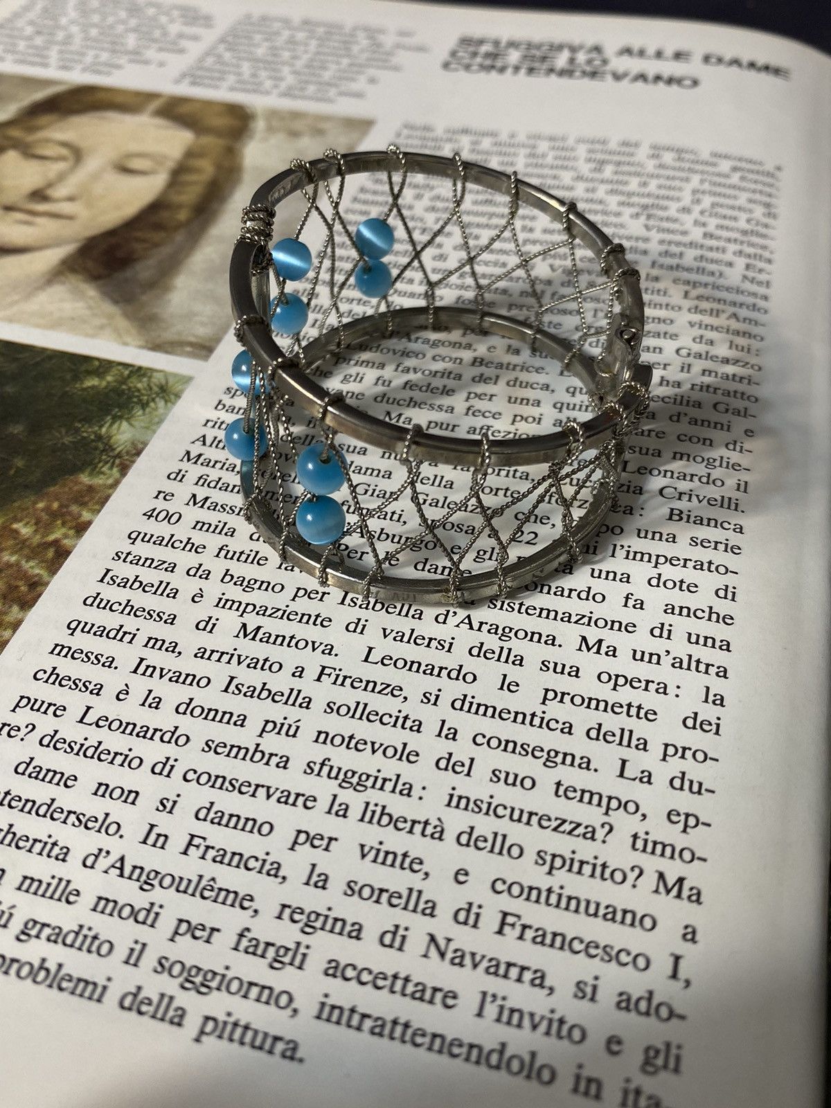 Jewelry × Vintage Retro Futuristic Bracelet with Blue Ceramic Size ONE SIZE - 5 Thumbnail