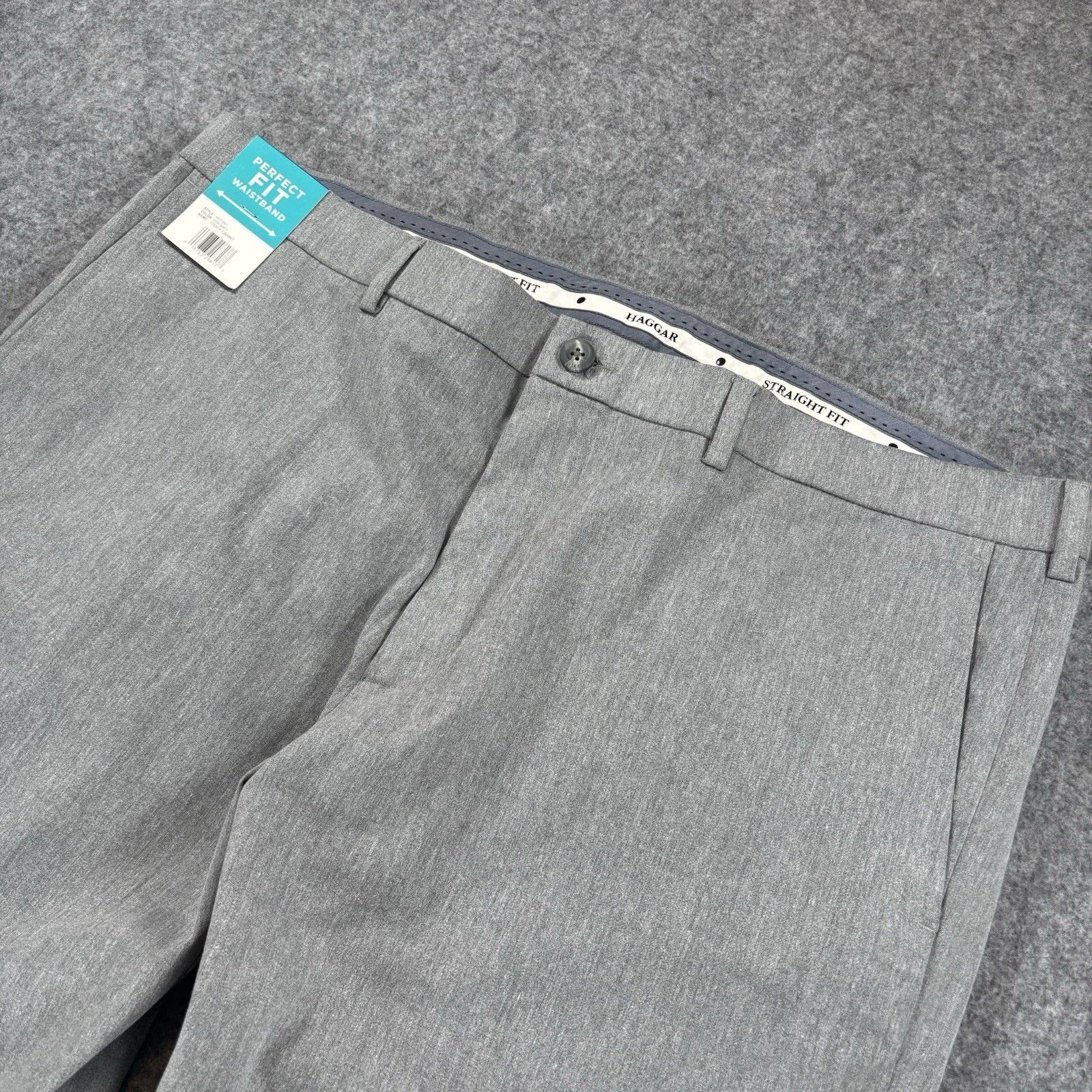 Haggar Haggar Mens Pants 40x30 Straight Grey Perfect Fit Waistband Size US 40 / EU 56 - 2 Thumbnail