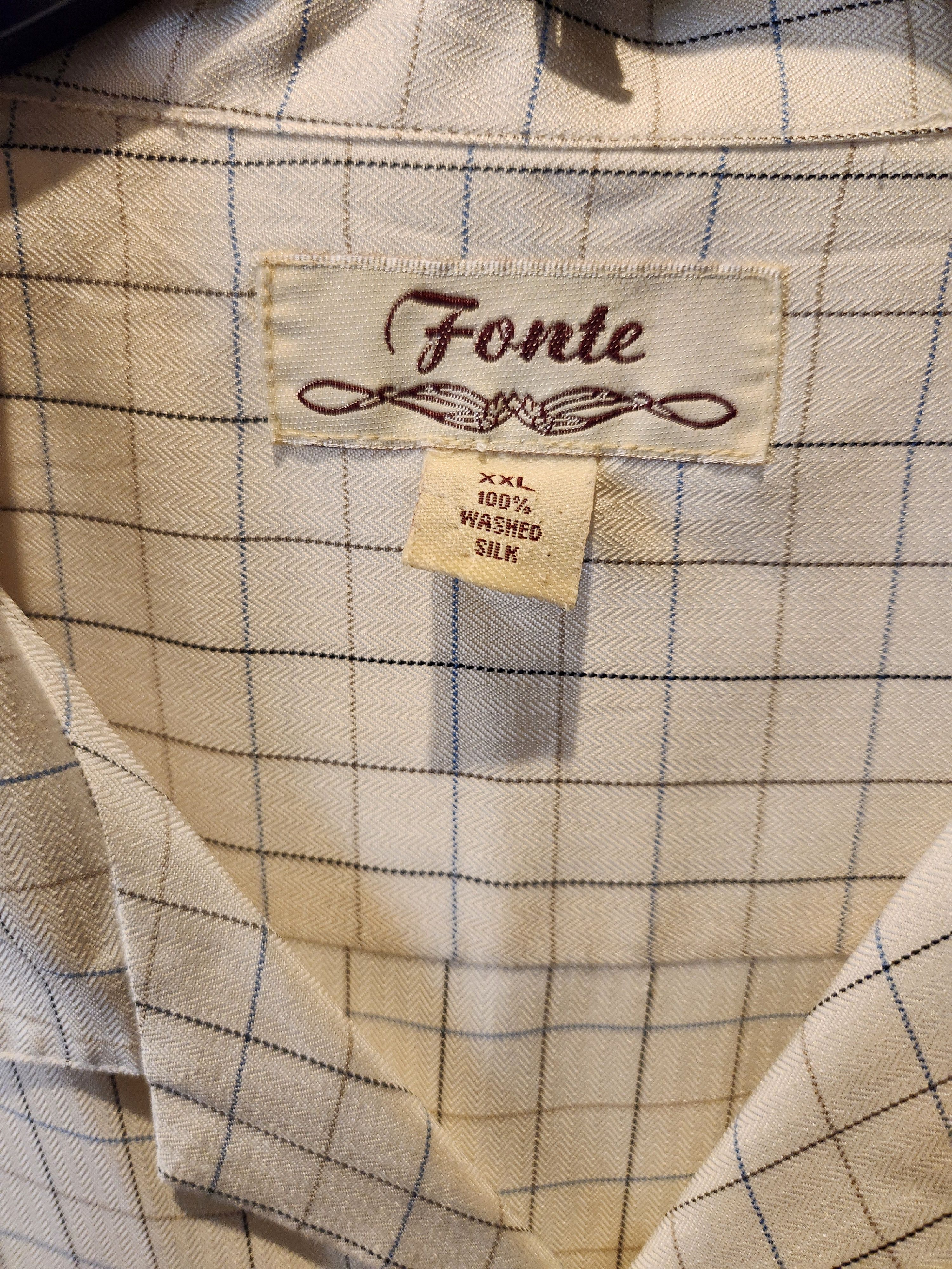 Vintage Vintage Fonte 100% Silk Windowpane Short Sleeve Camp Shirt Size US XXL / EU 58 / 5 - 3 Thumbnail