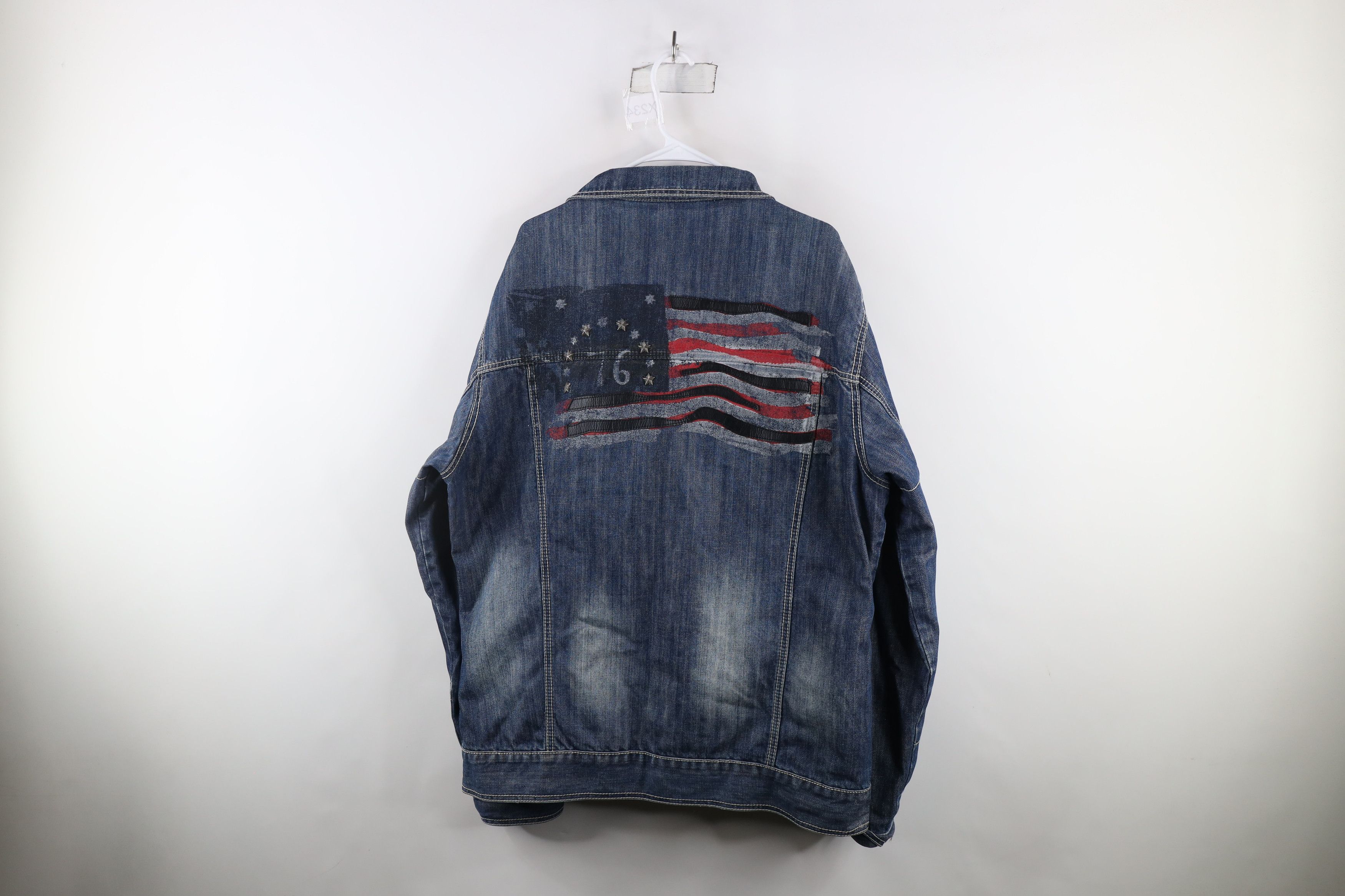 Vintage Vintage Marc Buchanan Pelle Pelle Flag Studded Denim Jacket Size US XXL / EU 58 / 5 - 15 Thumbnail