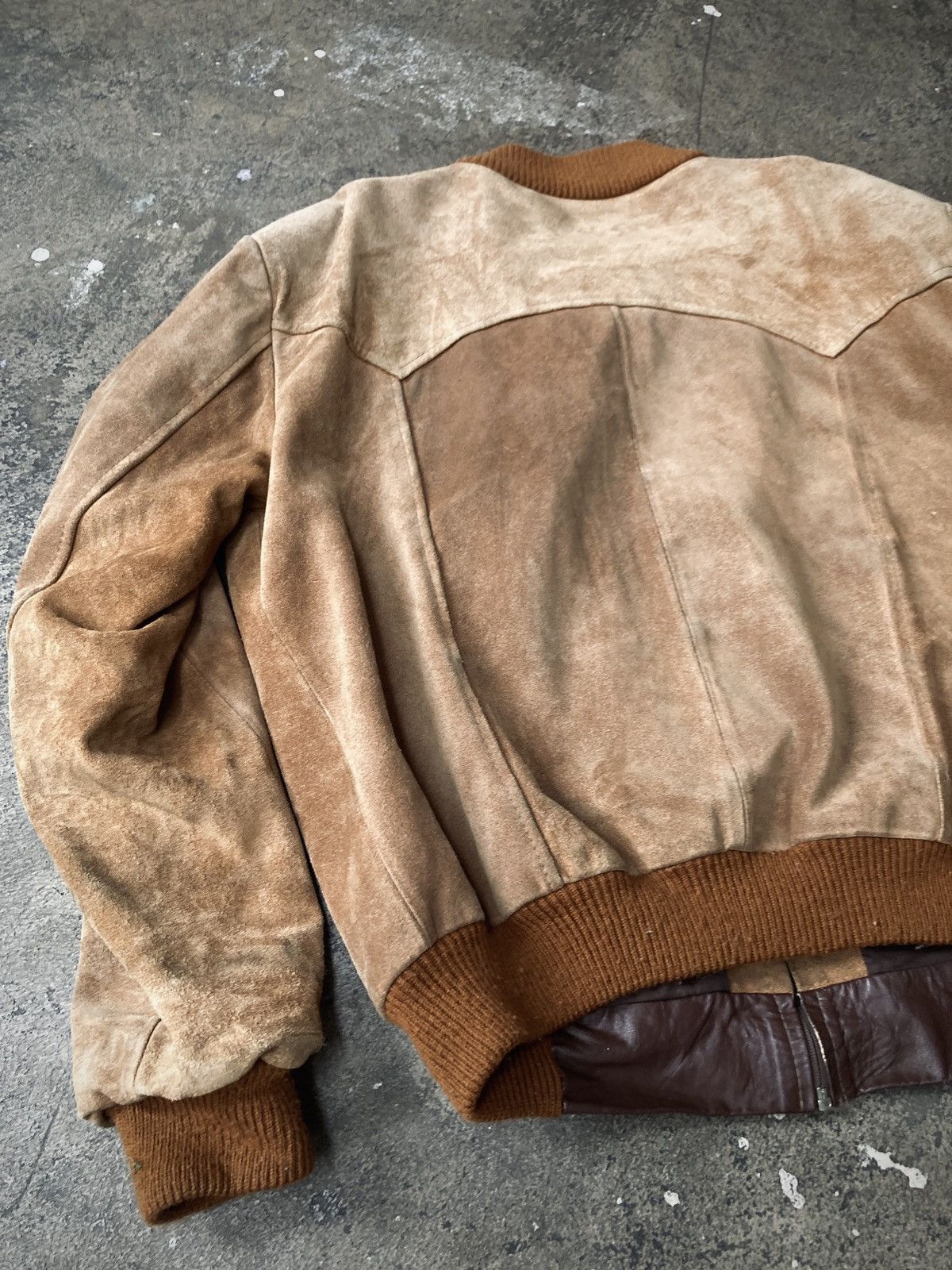Leather × Vintage Vintage 70s Western 2-Tone Leather Bomber Jacket Size US L / EU 52-54 / 3 - 10 Thumbnail