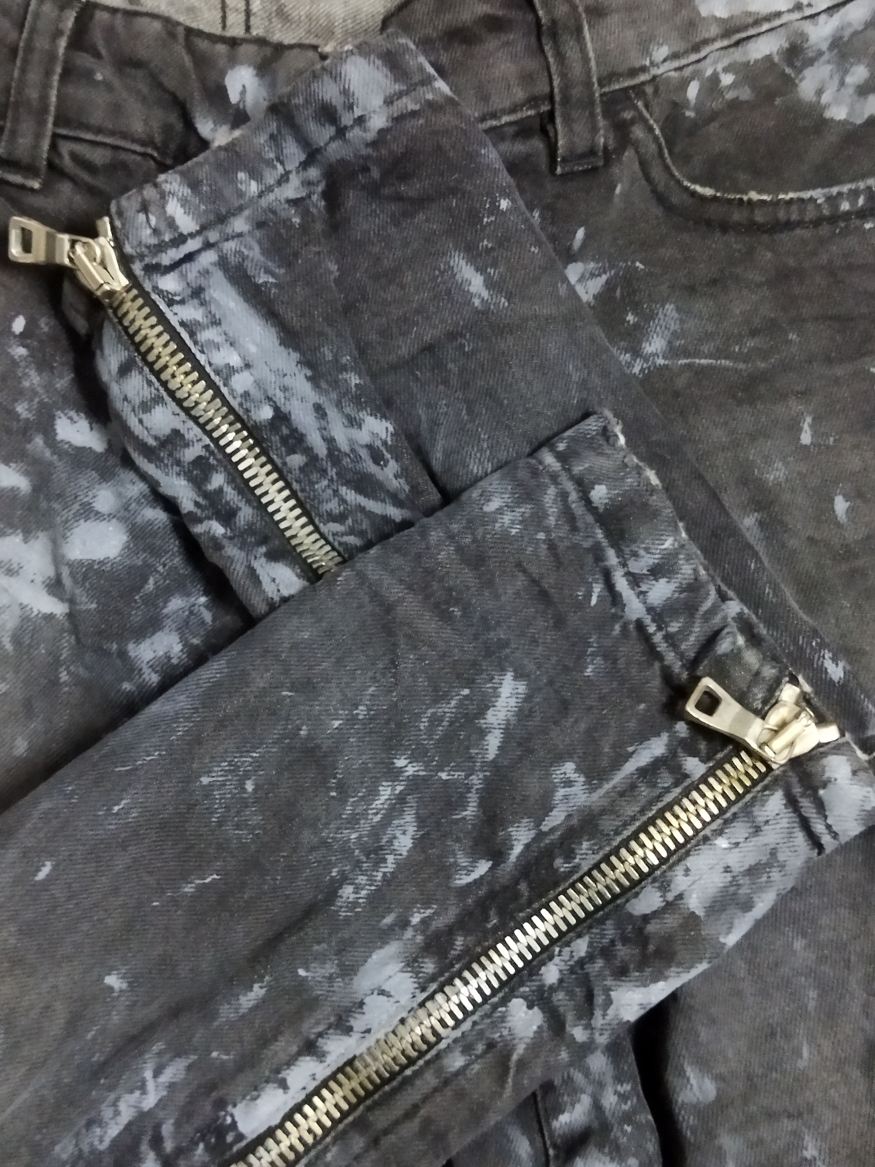 Balmain Balmain Paris Biker Distressed Black Faded Sequins Jeans Size 33" - 7 Thumbnail