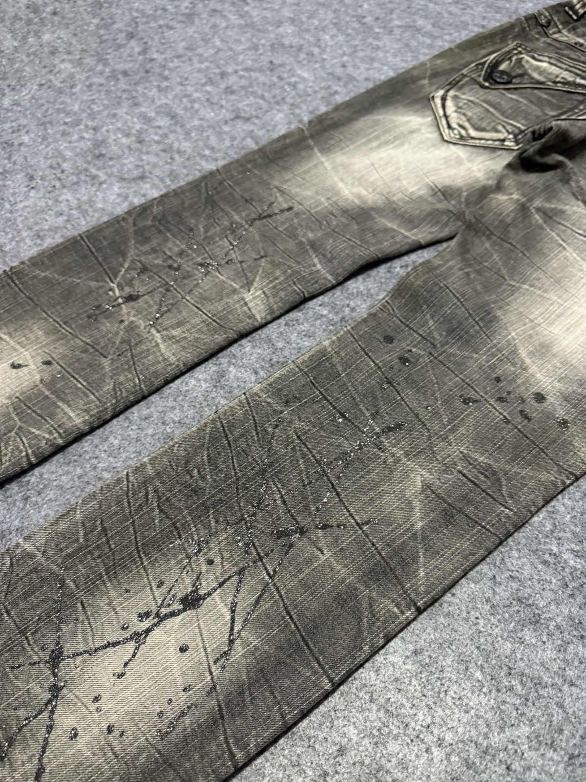 Japanese Brand × LOWBOX Blow By Blue Japan Paint Splatter Shadow Wash Jeans Size US 30 / EU 46 - 14 Thumbnail