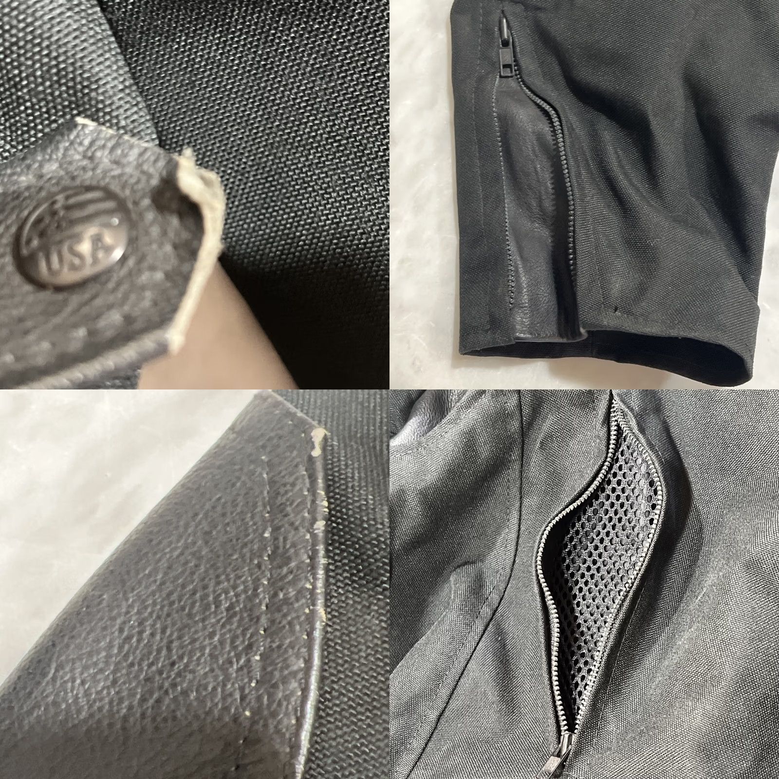 Vintage Fox Creek Leather Canvas Motorcycle Jacket Men 54 Black Zip Lined Made USA Size US L / EU 52-54 / 3 - 11 Thumbnail