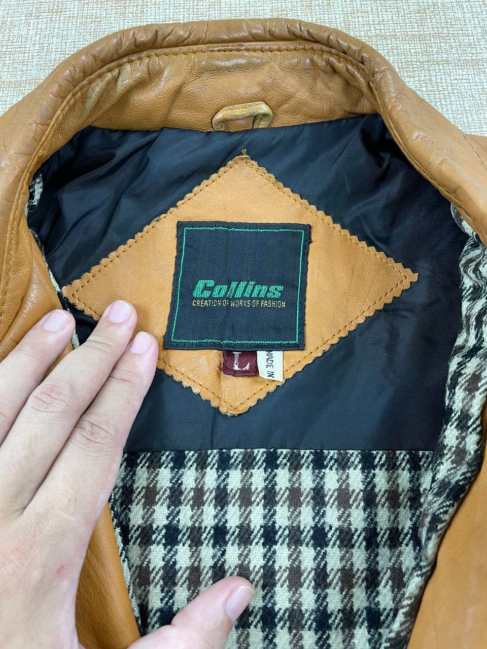 Leather Vintage COLLINS Classic Bomber Leather Jacket Size US M / EU 48-50 / 2 - 8 Thumbnail