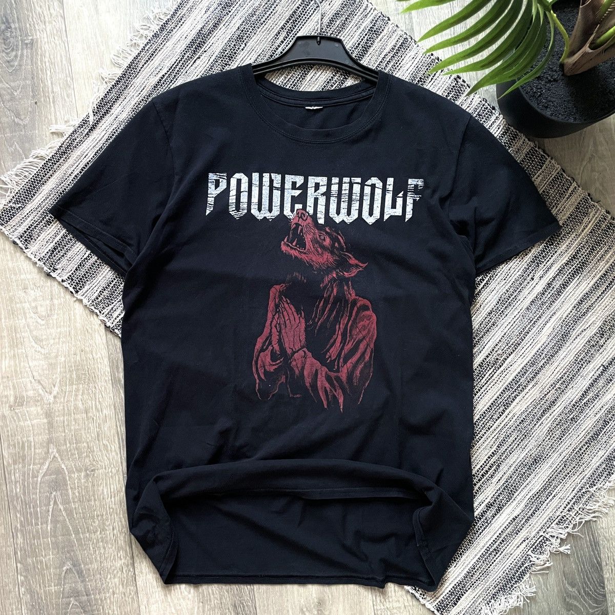 Vintage POWERWOLF 00s Lupus Dei Licensed Black Overprint T SHIRT M ...