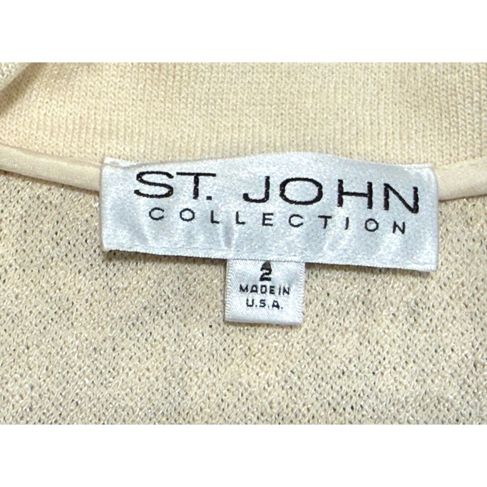 St. John St. John Beige Fringe Knit Long Cardigan Jacket Open Front Size 2 Regular Women Tweed Long Coat Fringe Pockets USA 90s not applicable Size XS / US 0-2 / IT 36-38 - 2 Thumbnail