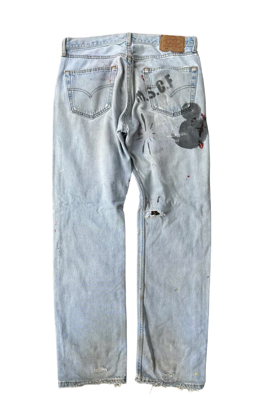 Levi's Vintage 90s Levi’s 501 custom paint denim jeans Size US 32 / EU 48 - 2 Thumbnail