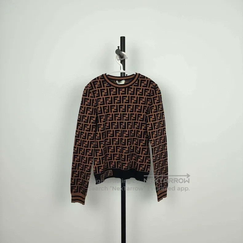 Fendi Fendi Monogrammed logo knit long-sleeve, coffee Size XS / US 0-2 / IT 36-38 - 1 Thumbnail