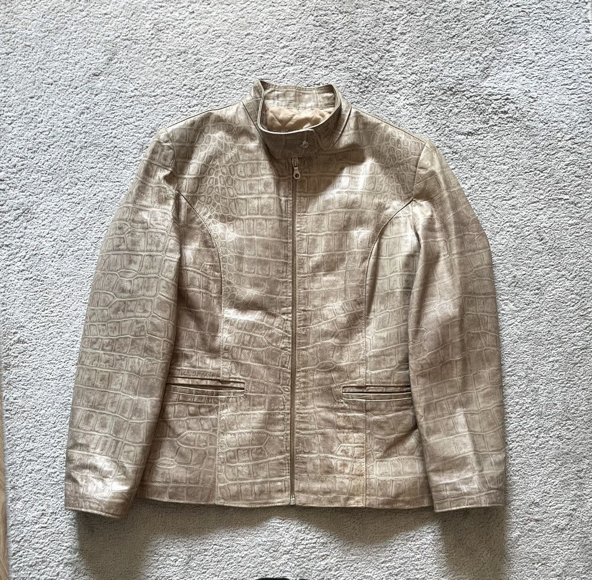 Vintage Vintage Gold Yellow Snake Print Basic Leather jacket 90a Y2K Size M / US 6-8 / IT 42-44 - 1 Thumbnail