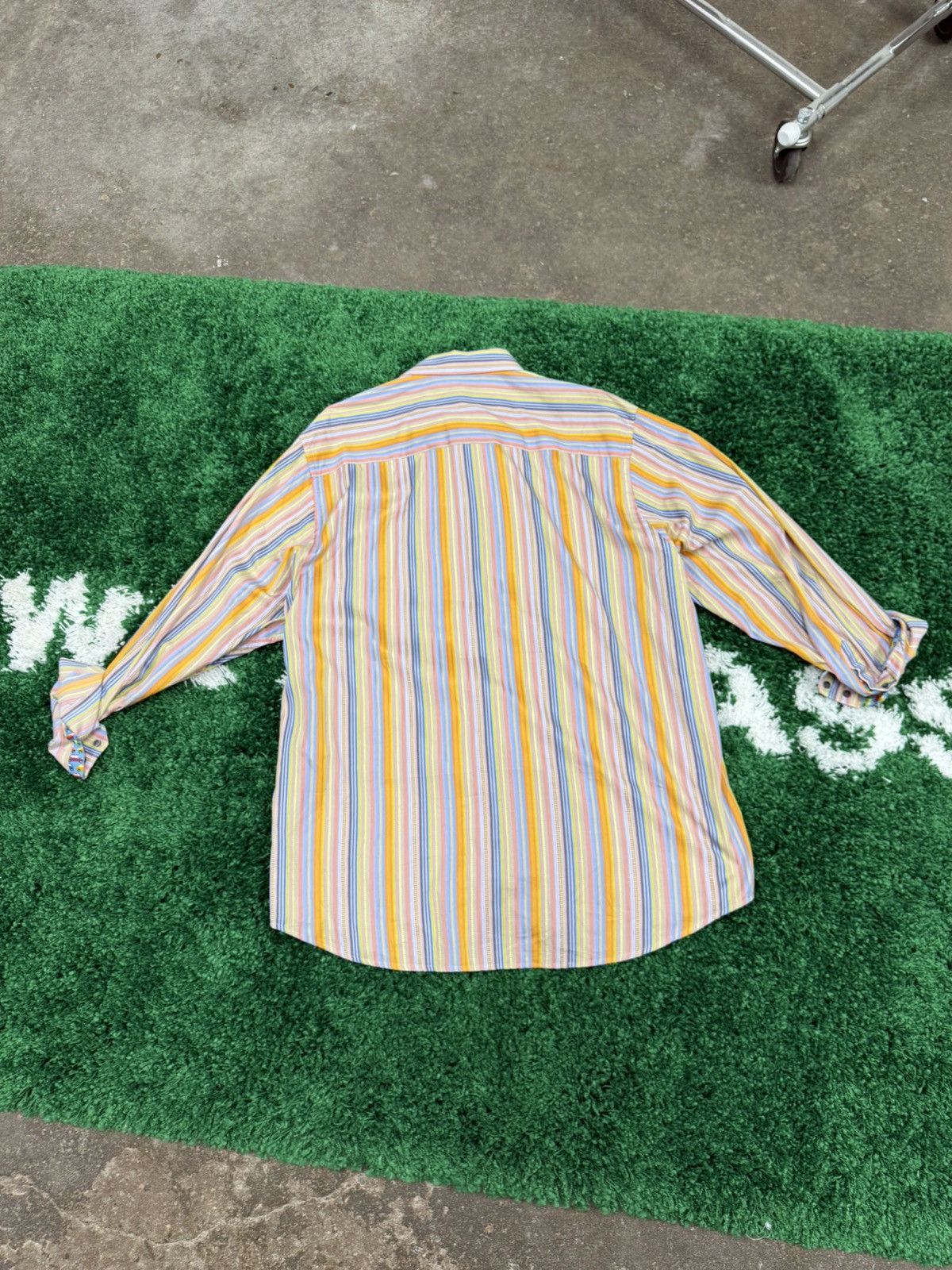 Robert Graham Robert Graham Striped Multi Color Silky Shirt Car Print 2XL Size US XXL / EU 58 / 5 - 7 Thumbnail