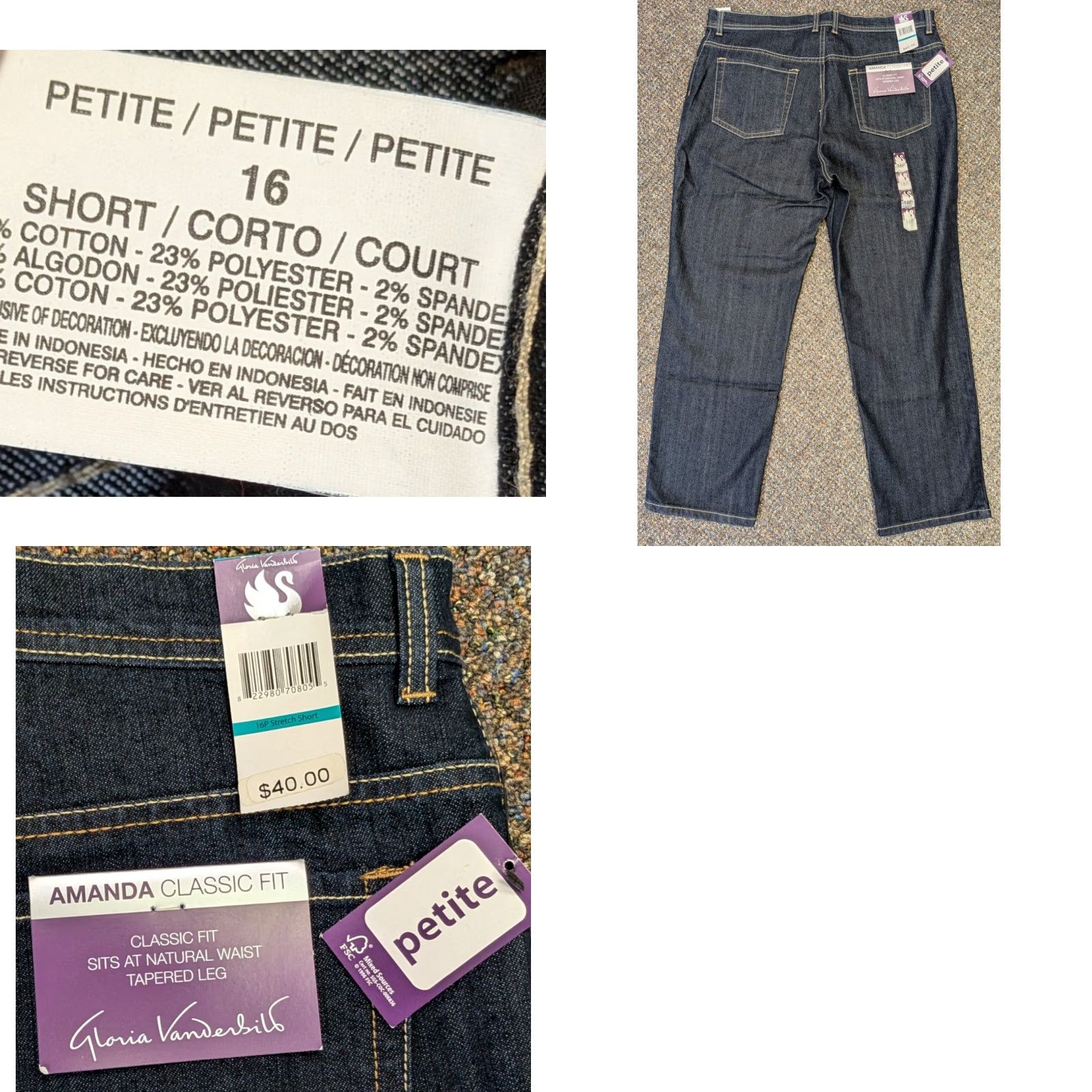 Gloria Vanderbilt NWT Gloria Vanderbilt Amanda Classic Fit 16P Petite Stretch Short Womens Jeans Size 38" / US 16 / IT 52 - 8 Thumbnail