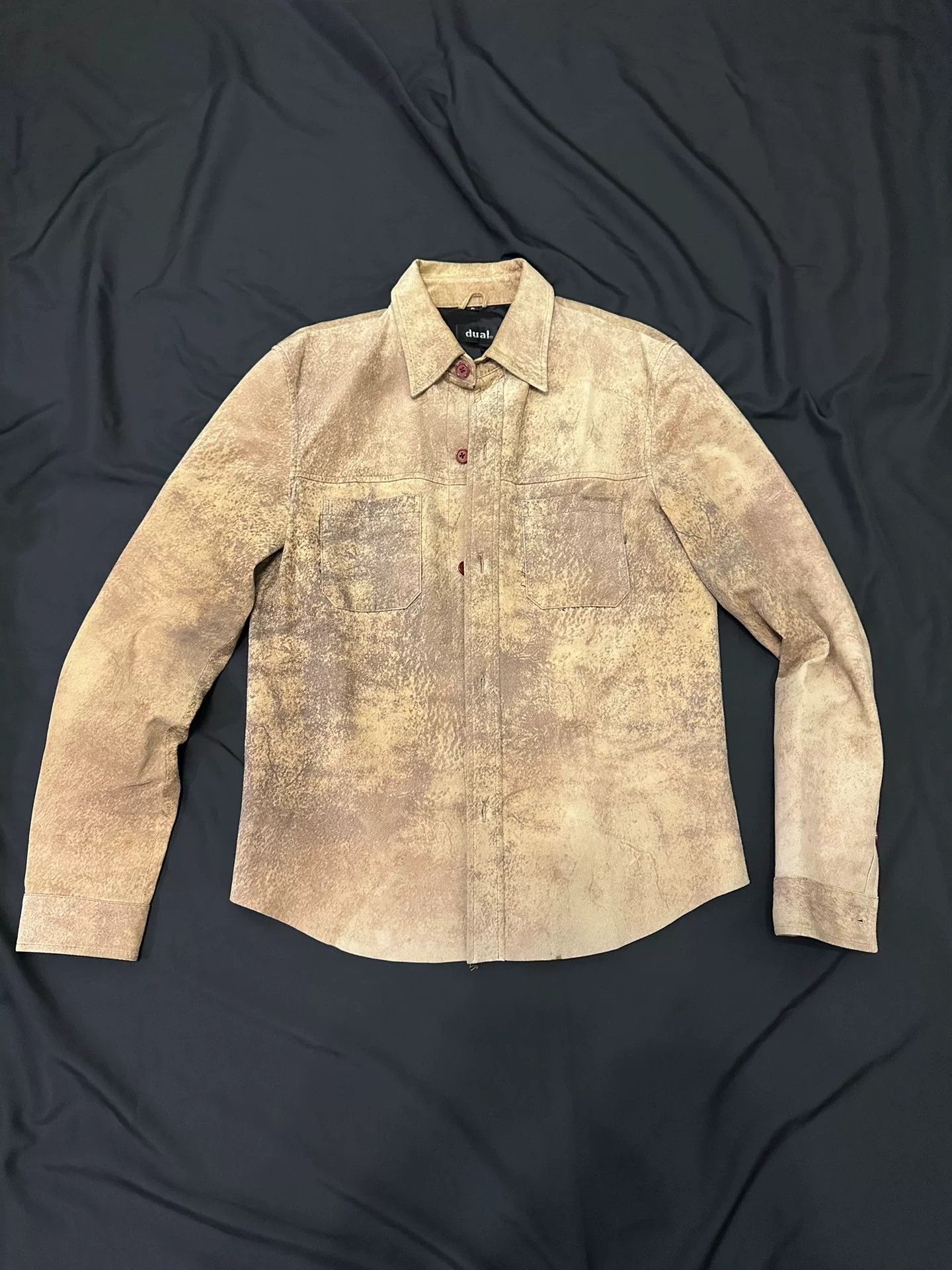 Vintage vintage dual 90s camo-style leather shirt Size US L / EU 52-54 / 3 - 1 Thumbnail