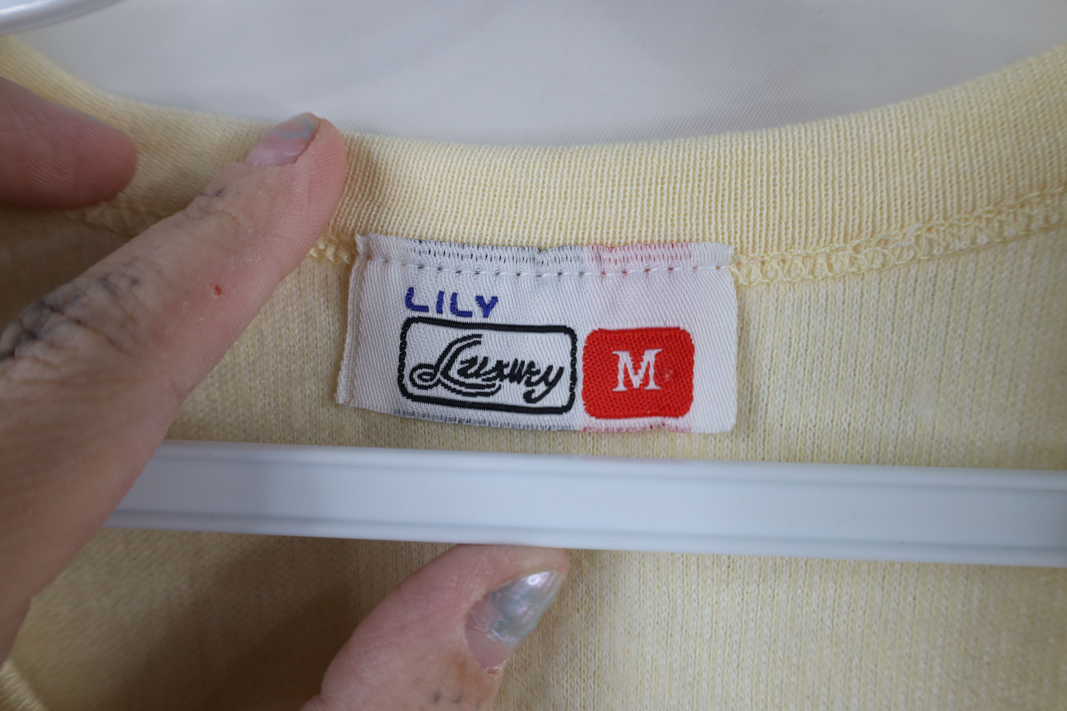 Vintage Vintage 90s Streetwear Ribbed Knit Long Sleeve T-Shirt Cream Size US M / EU 48-50 / 2 - 6 Thumbnail