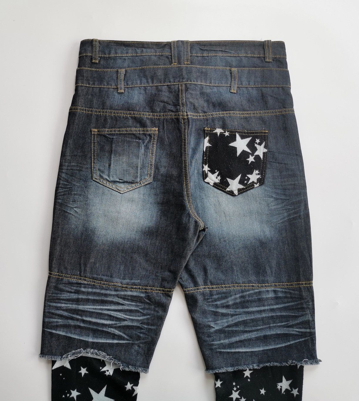 Kapital Hop Hips Punk Skull Star Double Waist Legging Denim Jeans Size US 33 - 6 Thumbnail