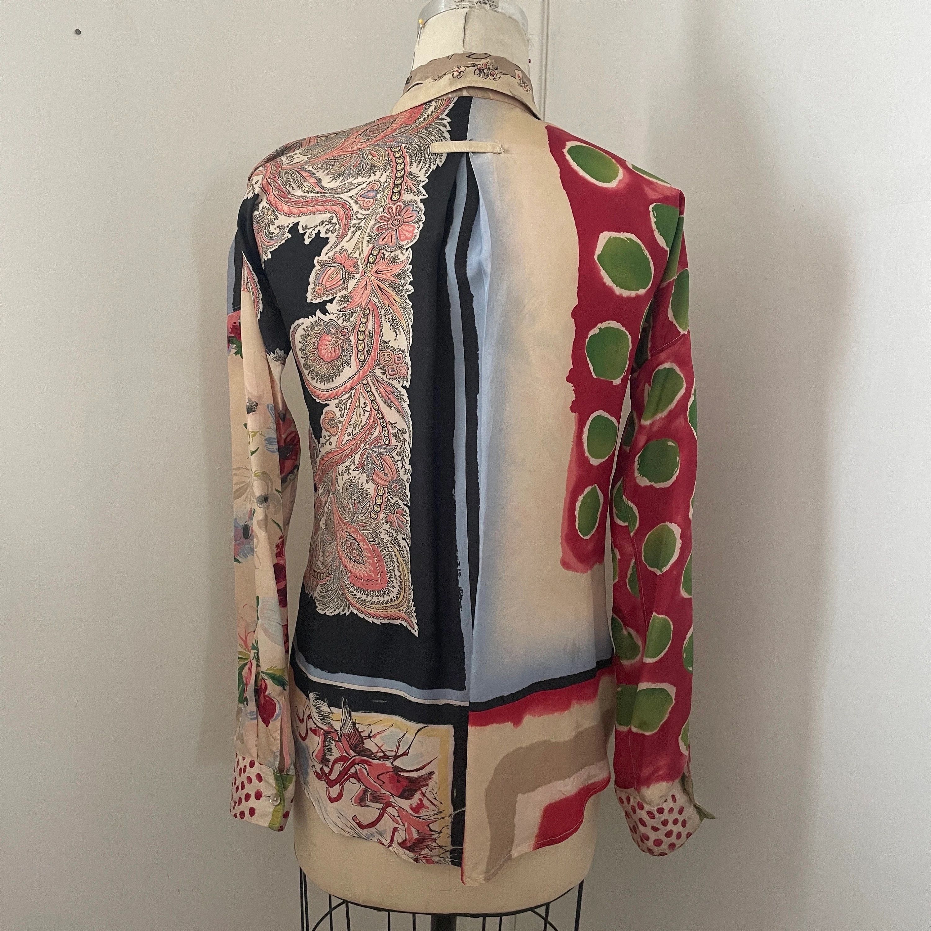 Jean Paul Gaultier JPG Femme all over contrasting watercolor art print blouse Size M / US 6-8 / IT 42-44 - 2 Thumbnail