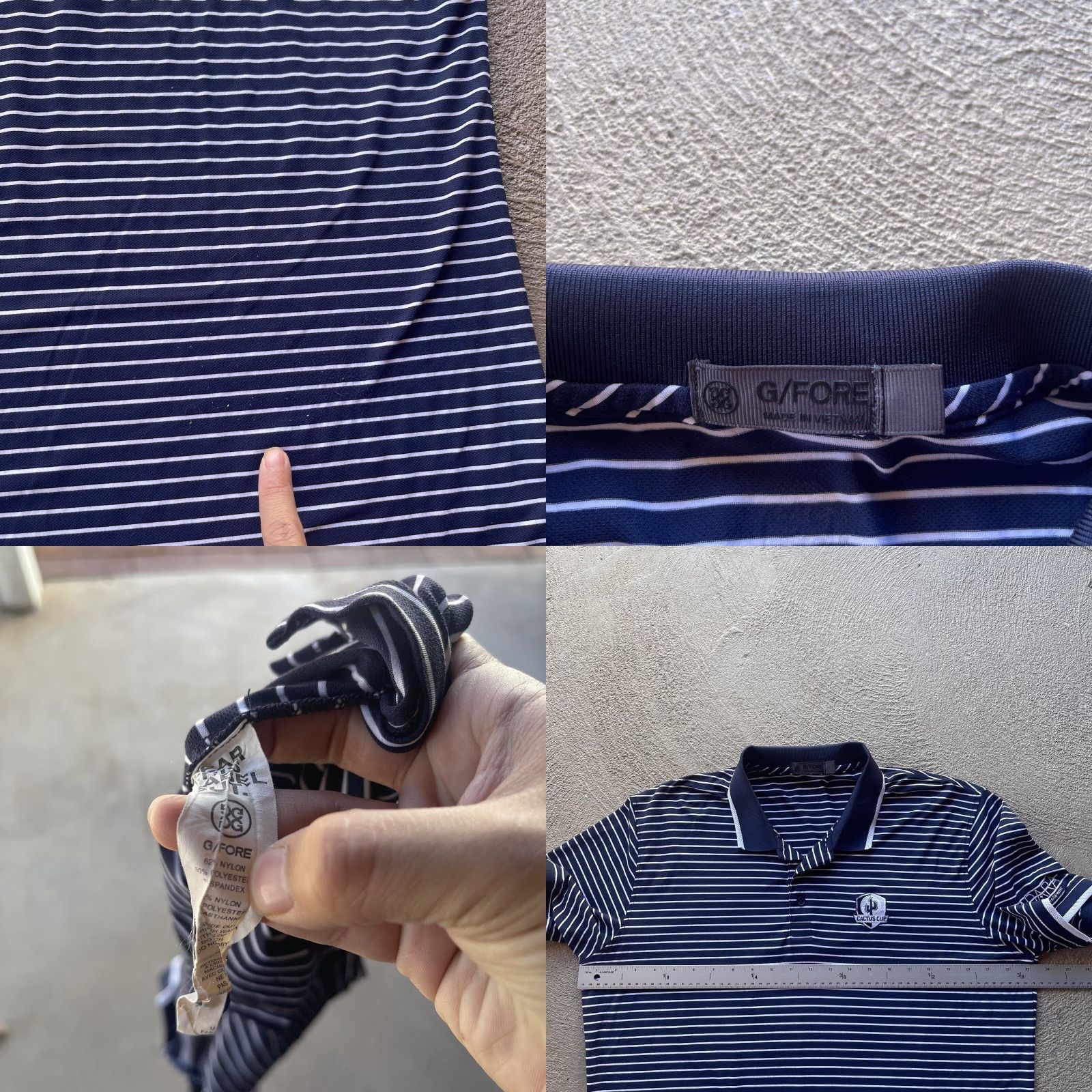 G/FORE G/Fore Polo Shirt Mens Large Blue White Performance Stretch Striped Golf Basic Size US L / EU 52-54 / 3 - 8 Thumbnail