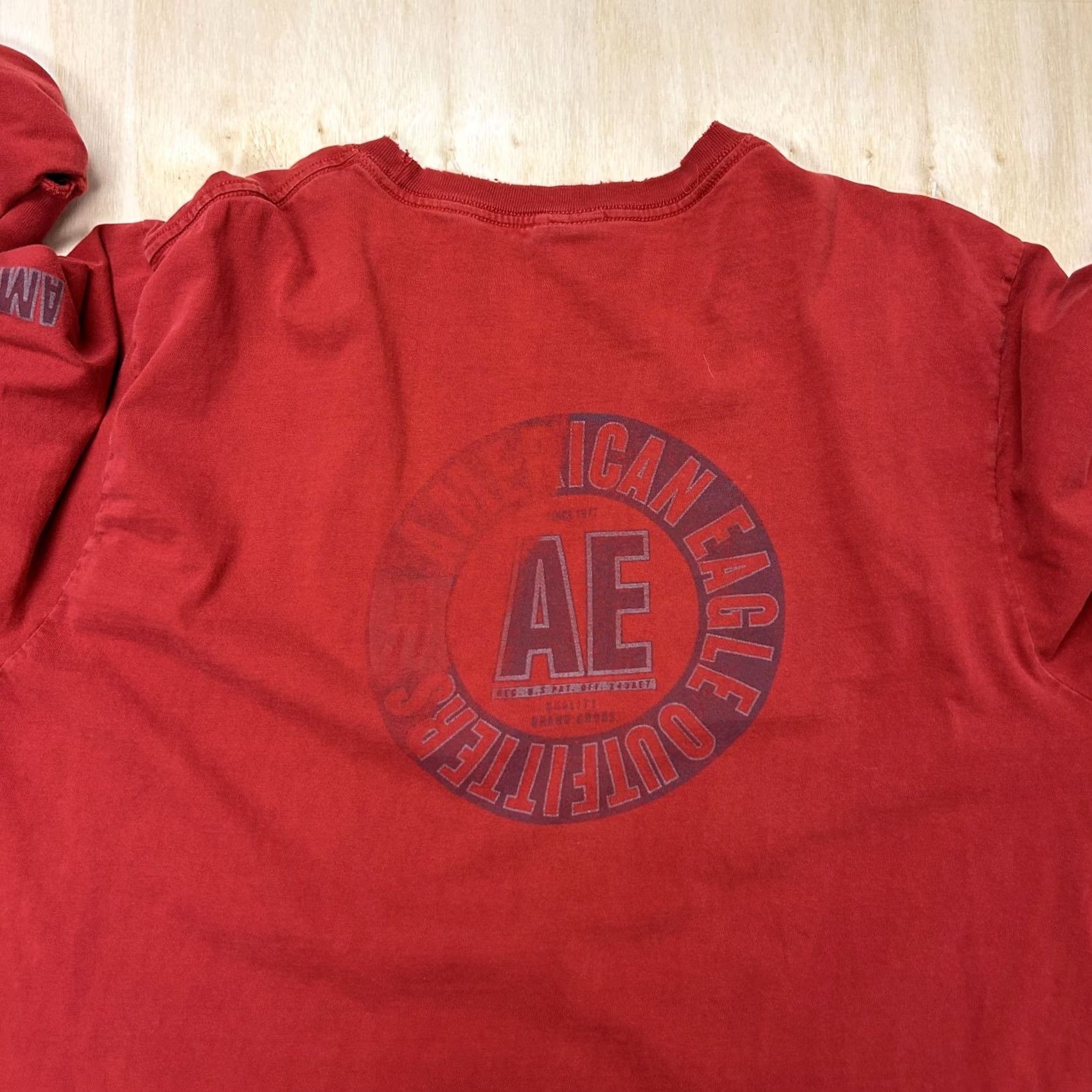 American Eagle Outfitters Y2K American Eagle Outfitters Shirt Mens XL Red AE Logo Long Sleeve Tee T-Shirt Size US XL / EU 56 / 4 - 5 Thumbnail