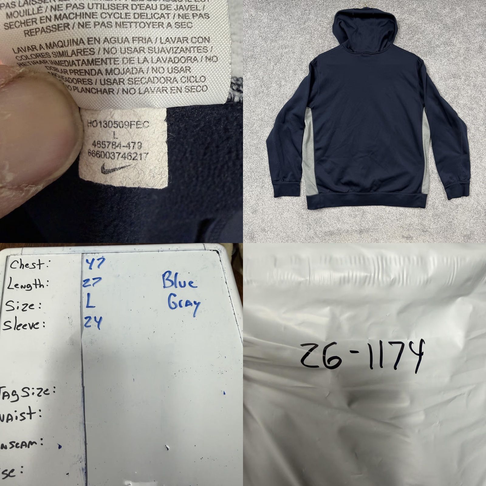 Nike Nike Therma-FIT Hoodie Mens L Navy Blue Gray Fleece Sweatshirt Gorpcore Athletic Size US L / EU 52-54 / 3 - 8 Thumbnail