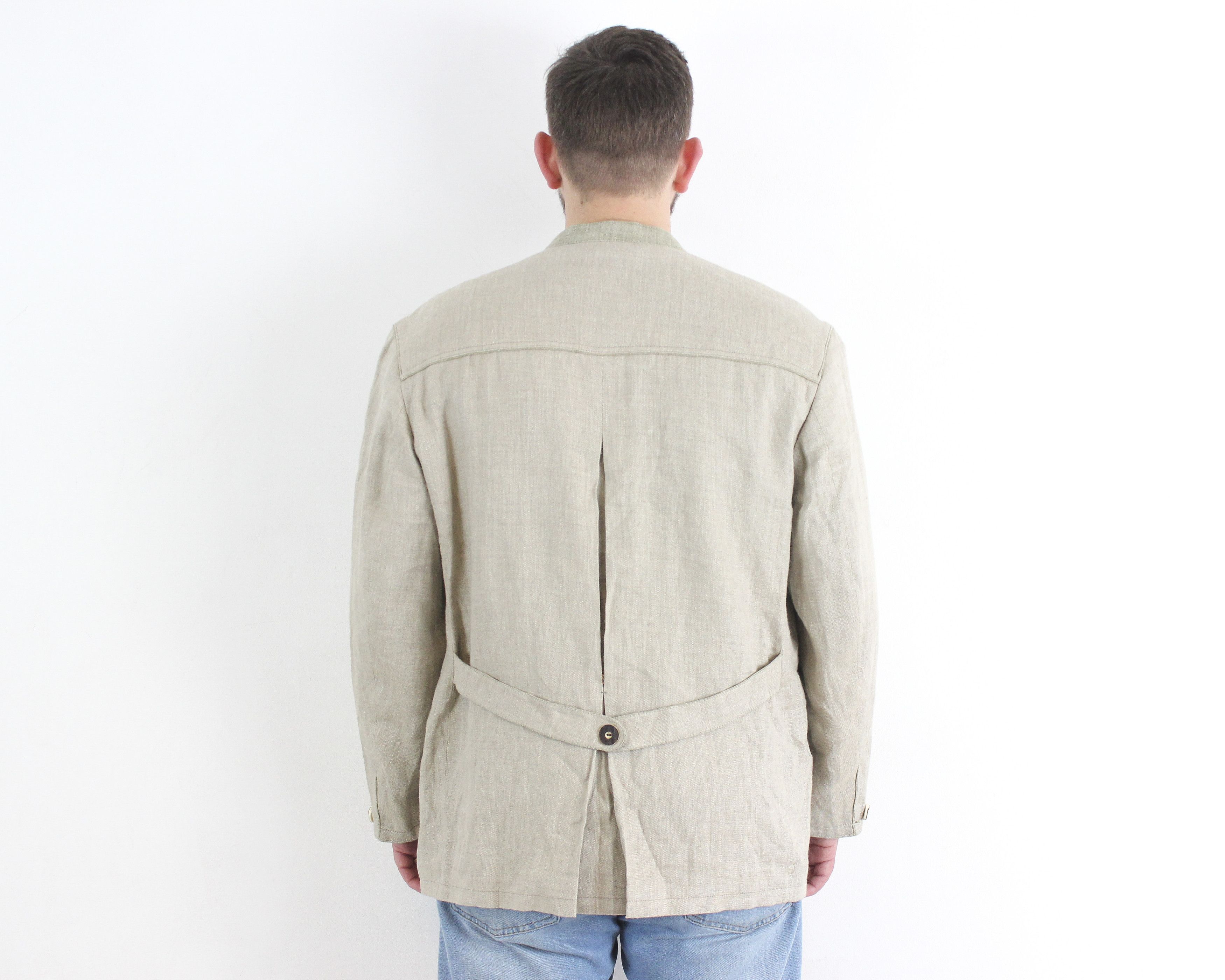 Vintage TOFANA US 44S Linen Ethnic Blazer Coat Tracht Jacket Jager L Size 44S - 3 Thumbnail