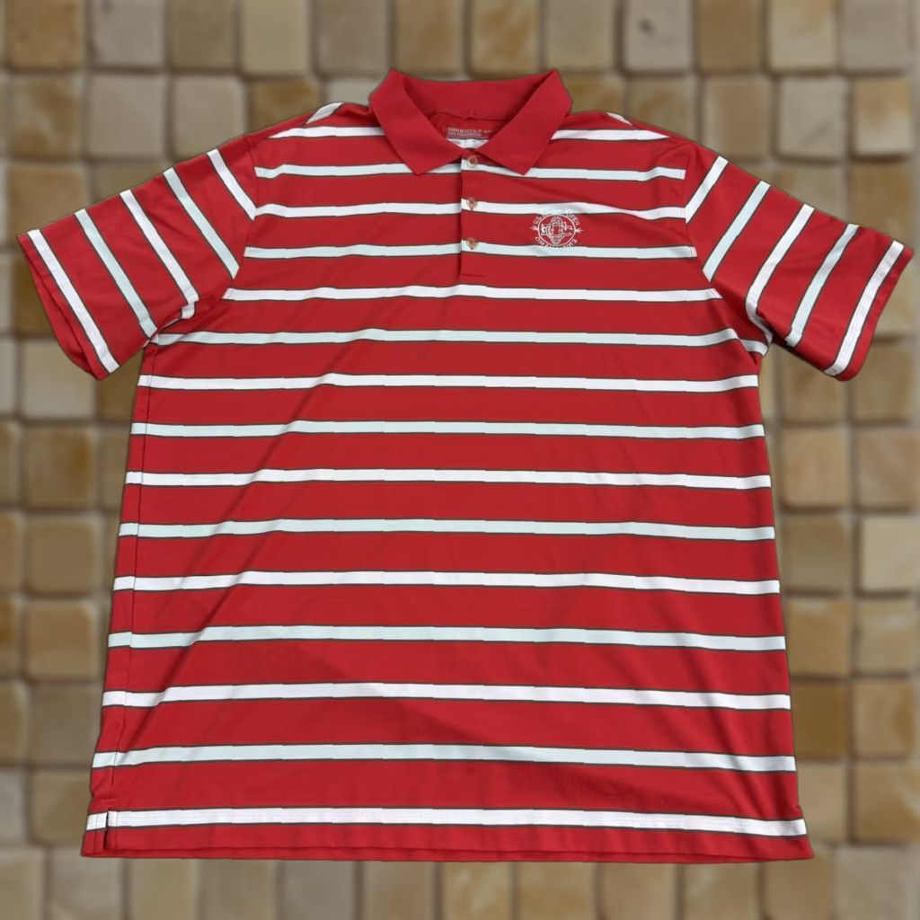 Nike Nike Polo Shirt 2XL Red Striped Dri-Fit Golf Activewear Mens Polo USA Seniors Open 2013 Omaha Size US XXL / EU 58 / 5 - 1 Thumbnail