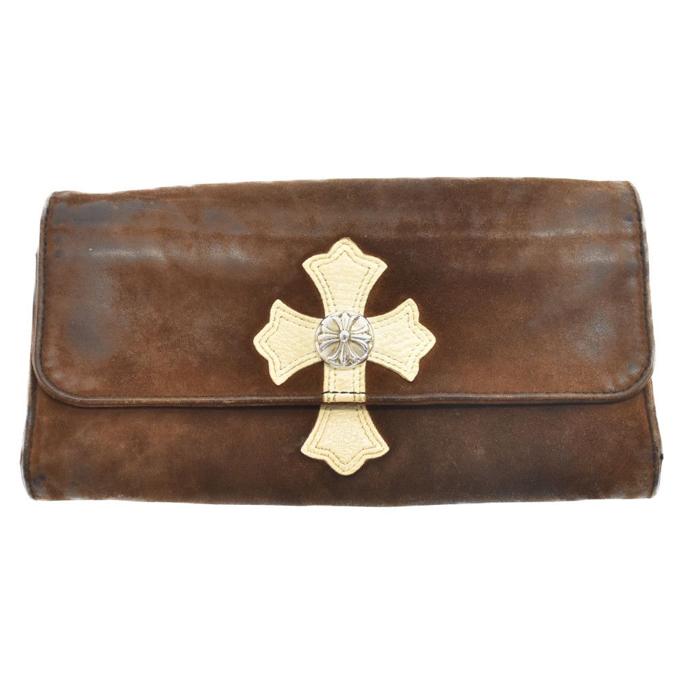 image of Chrome Hearts Judy Cross Button Bifold Wallet in Brown, Men's