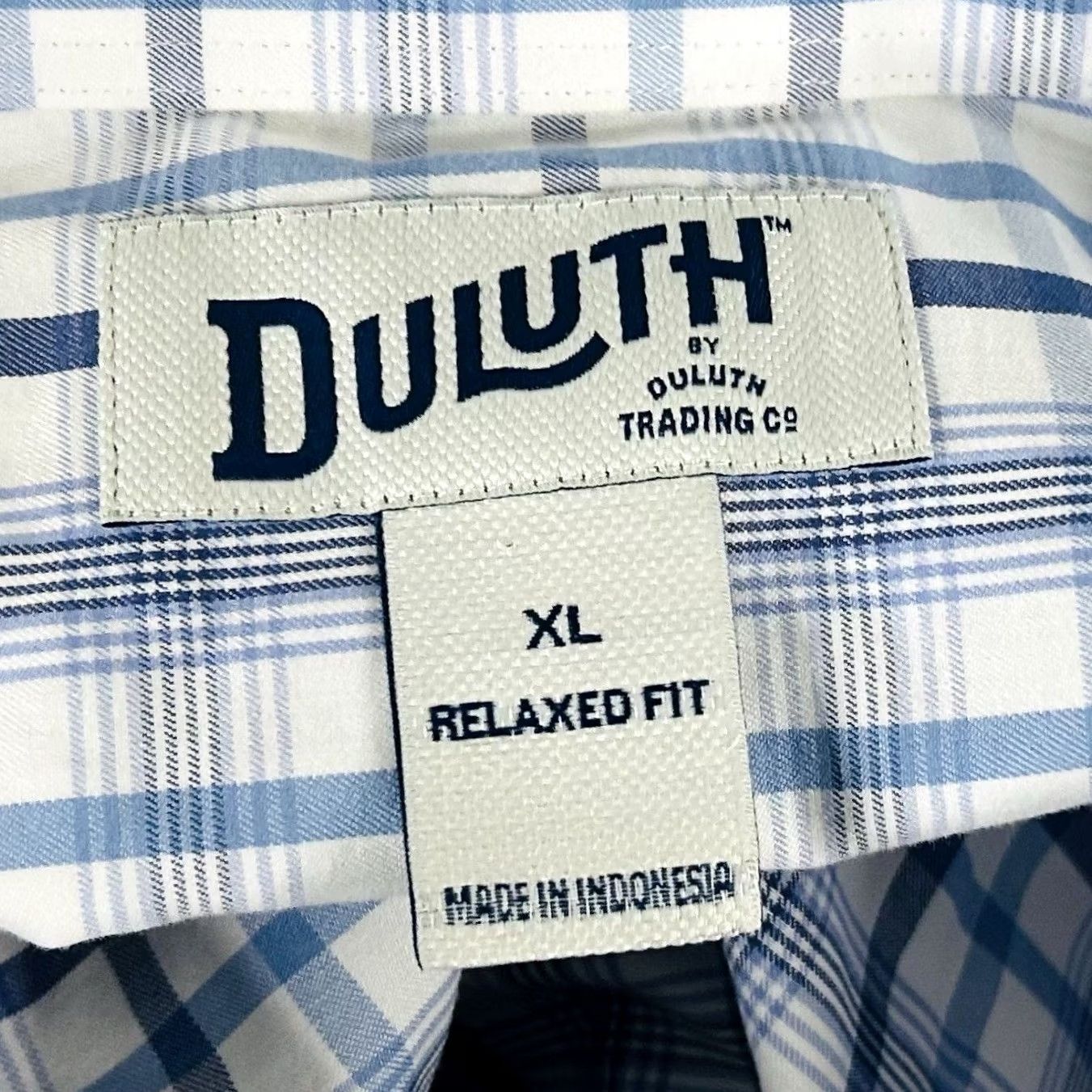 CO Duluth Trading Co XL Relaxed Fit Casual Shirts Blue White Plaid 100% Cotton Button-Front Long Sleeve Button-Down Collared Mens Shirt Size US XL / EU 56 / 4 - 3 Thumbnail