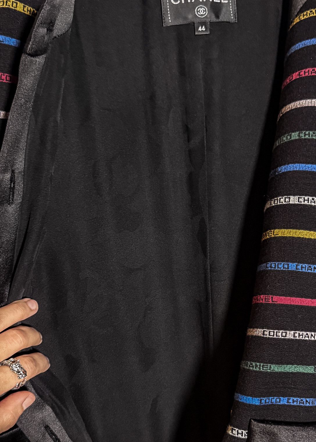 Chanel Chanel SS22 Runway Multicolour Striped Logo Black Mini Dress Size XXL / US 16-18 / IT 52-54 - 10 Thumbnail