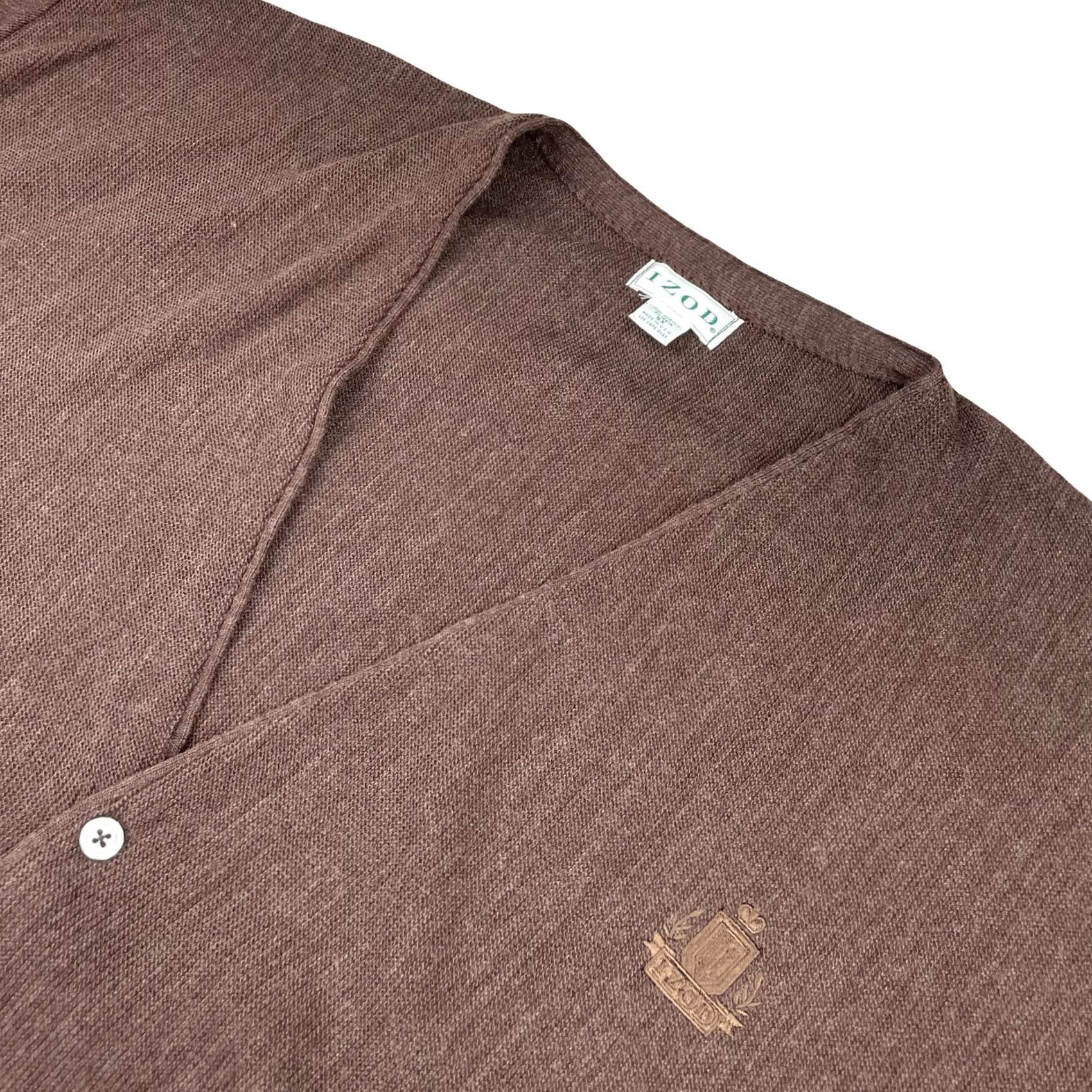 Izod VINTAGE IZOD Lacoste Cardigan Sweater Mens 5XL Brown 100% Acrylic Long Sleeve Button Knit USA Jacket Styling Size US XXL / EU 58 / 5 - 2 Thumbnail