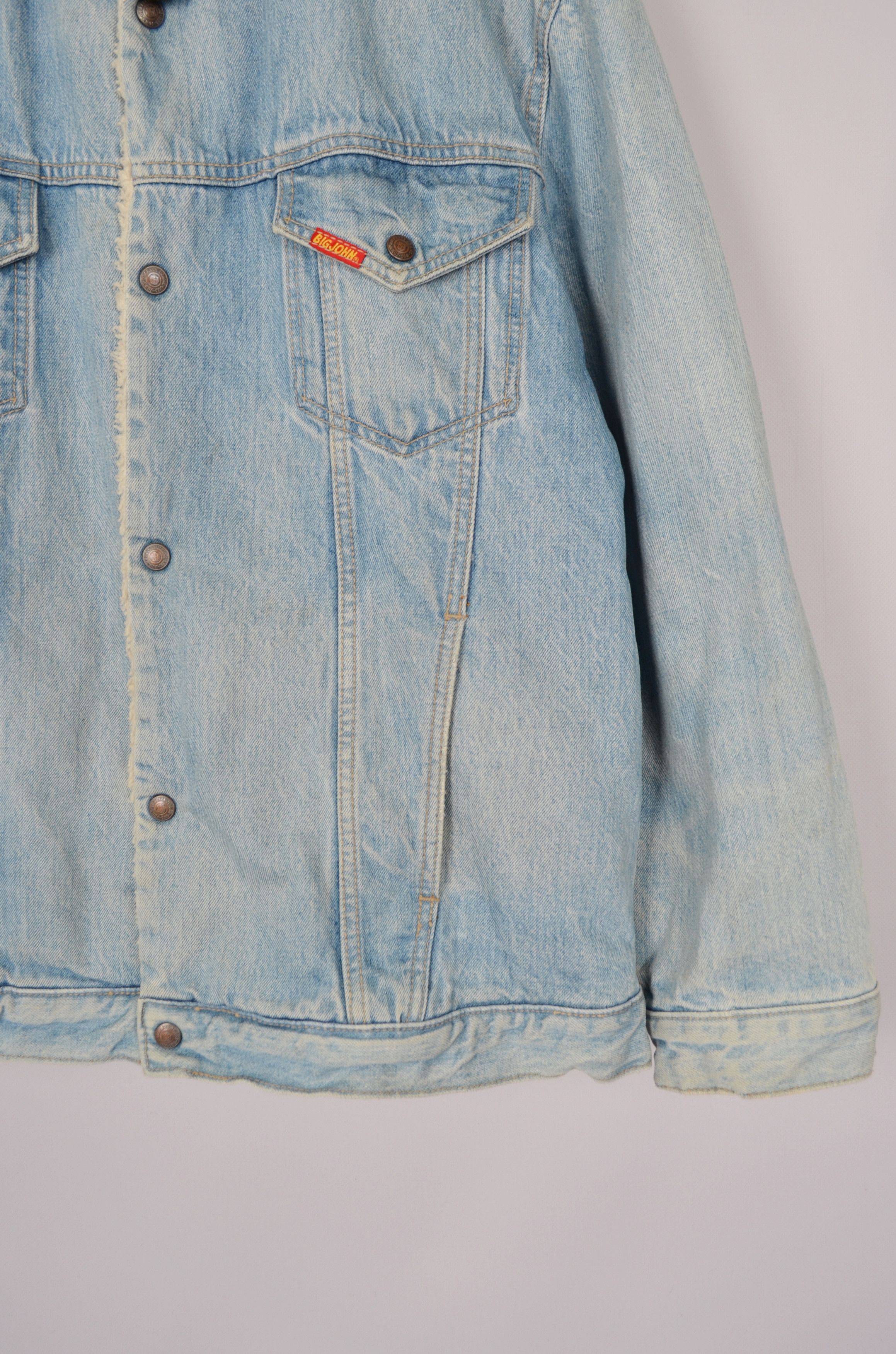 Big John × Vintage Vintage 90s Big-John Denim Trucker Sherpa Blue Jacket RARE Size US L / EU 52-54 / 3 - 8 Thumbnail