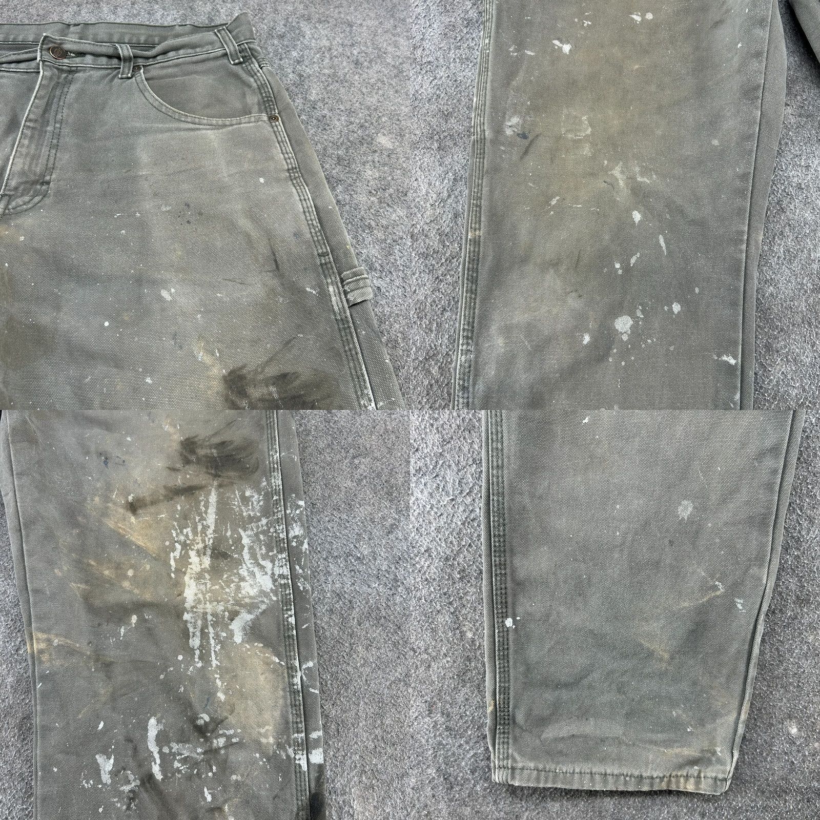 Dickies VINTAGE Dickies Pants Mens 33x34 Green Carpenter Straight Relaxed Fit Workwear Thrashed Size US 33 - 8 Thumbnail