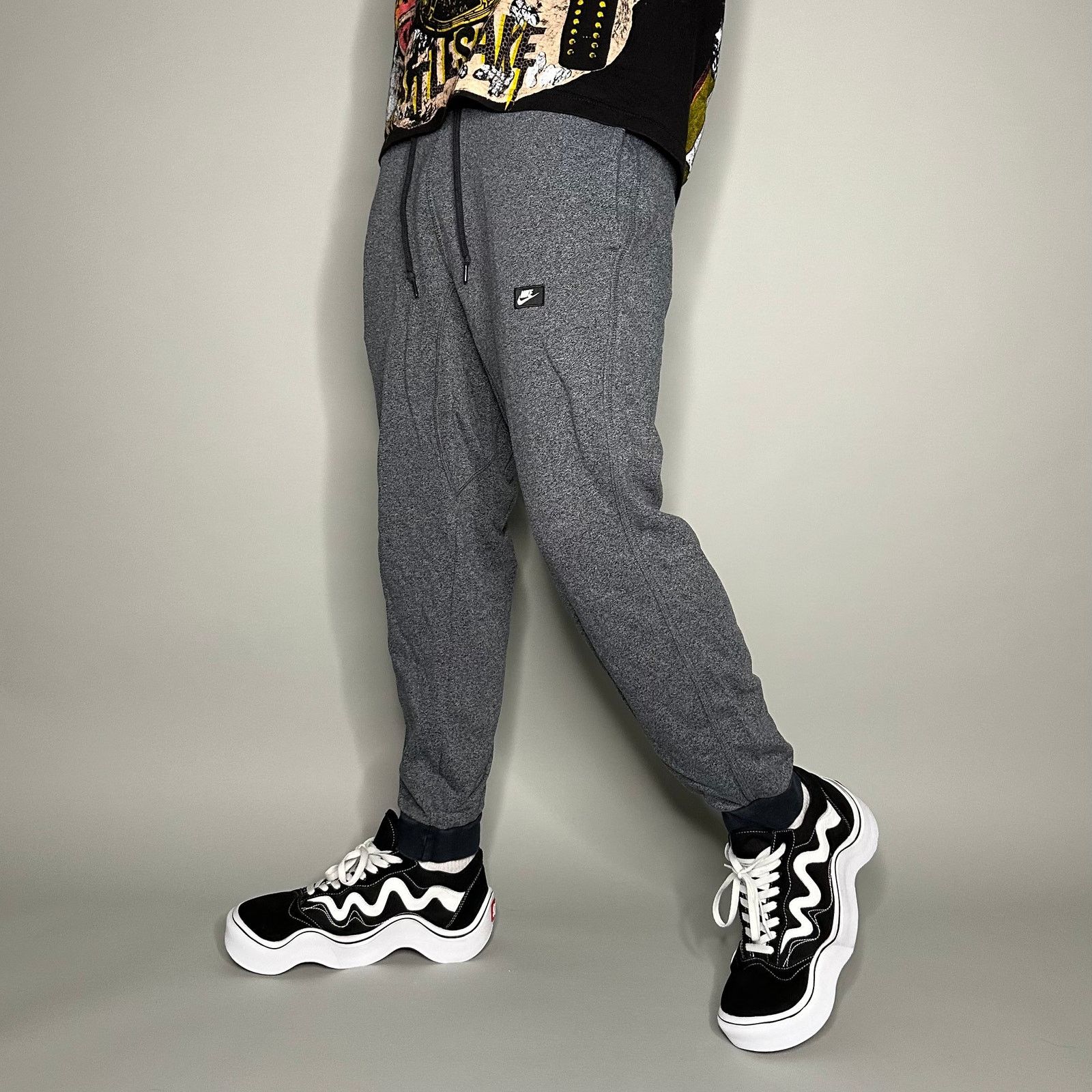 Vintage Y2K Nike Joggers Mens M Grey Cotton Sweatpants Black