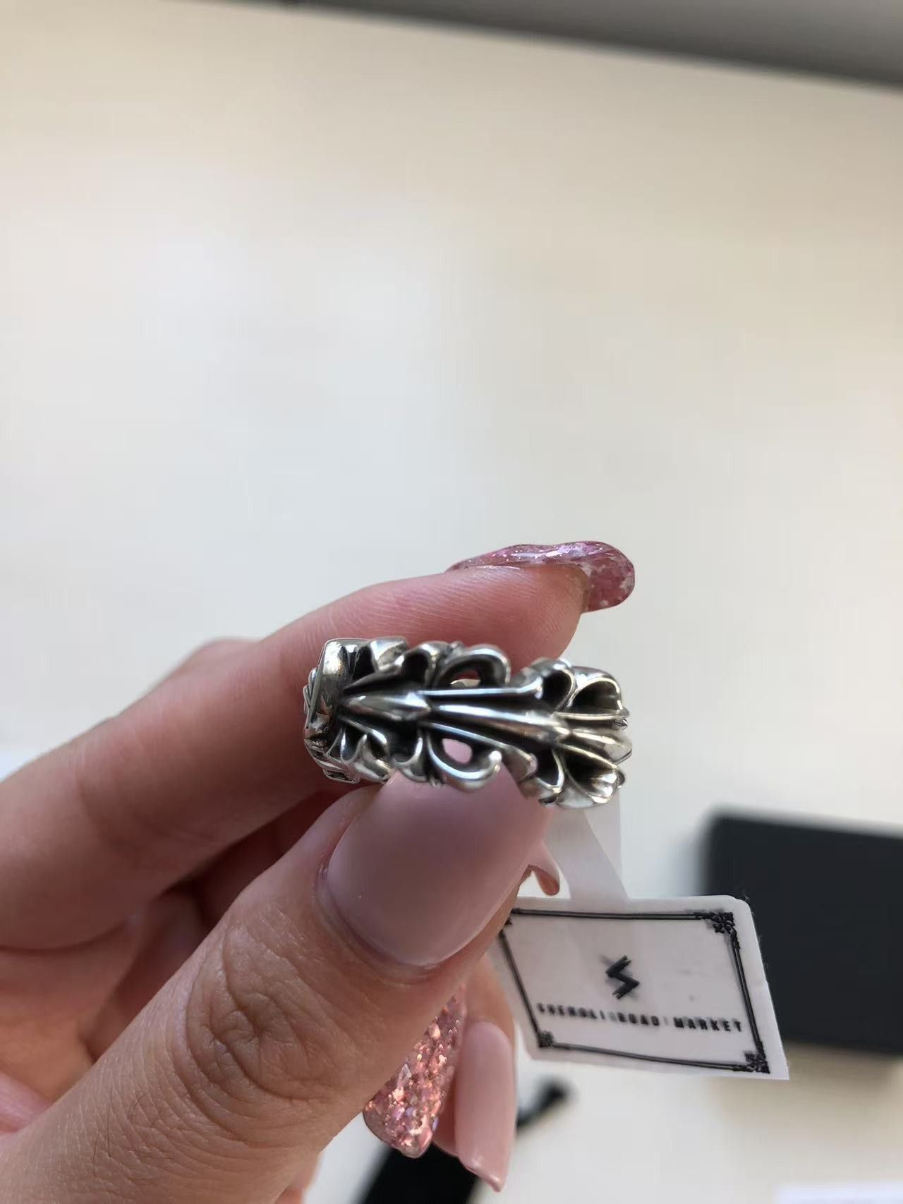 Chrome Hearts Chrome Hearts Silver Double Floral Cross Heart Ring Size ONE SIZE - 10 Thumbnail