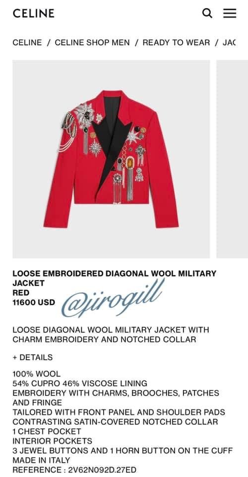Celine × Hedi Slimane SS23 Loose Embroidered Military Jacket sz44 Size 44S - 10 Thumbnail