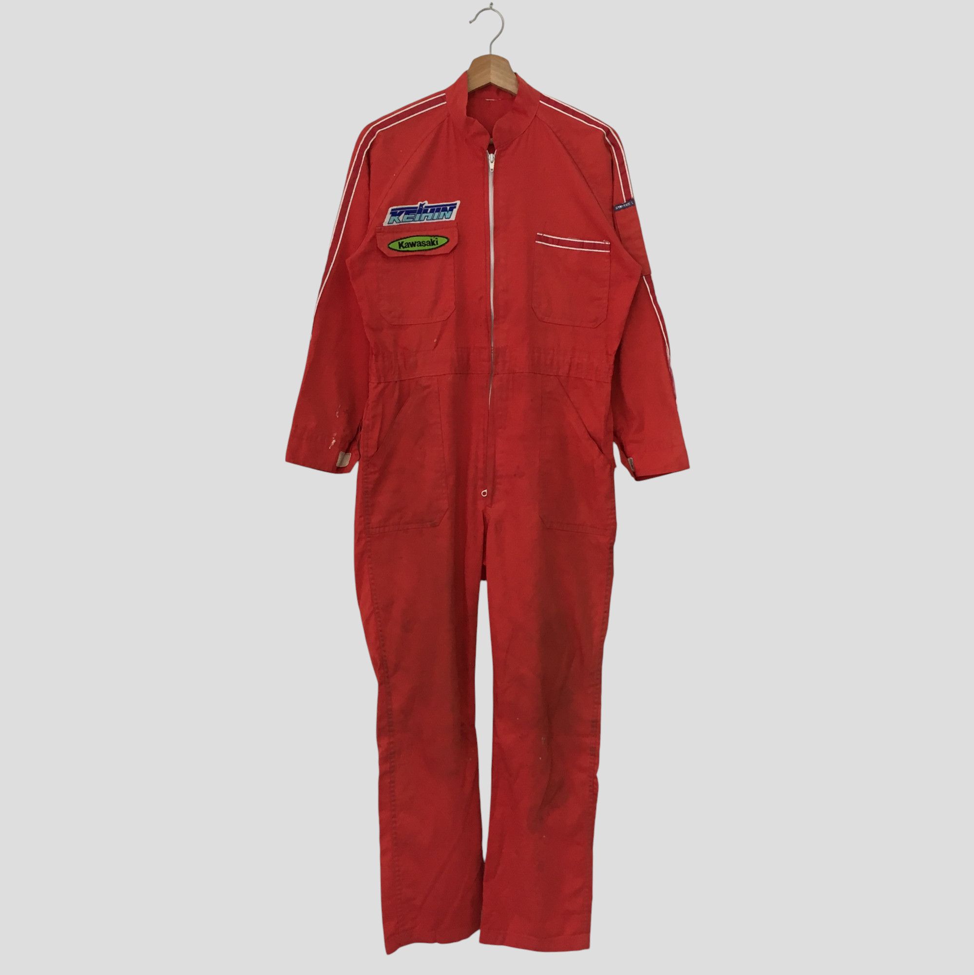 Japanese Brand Vintage 90s Distressed Kawasaki Japan Coveralls Motorsport Size US 34 / EU 50 - 1 Thumbnail