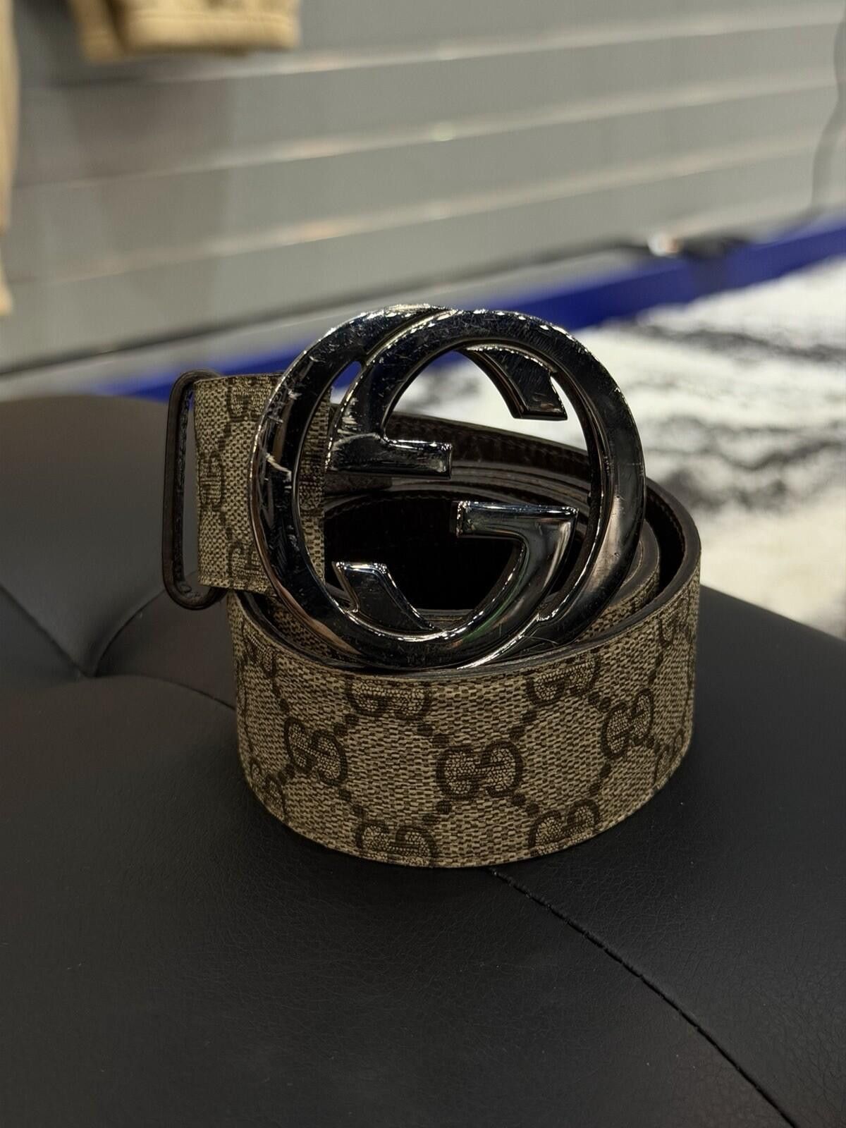 Gucci Gucci Tan Brown Silver Buckle Belt 100/40 $600 Size ONE SIZE - 3 Thumbnail