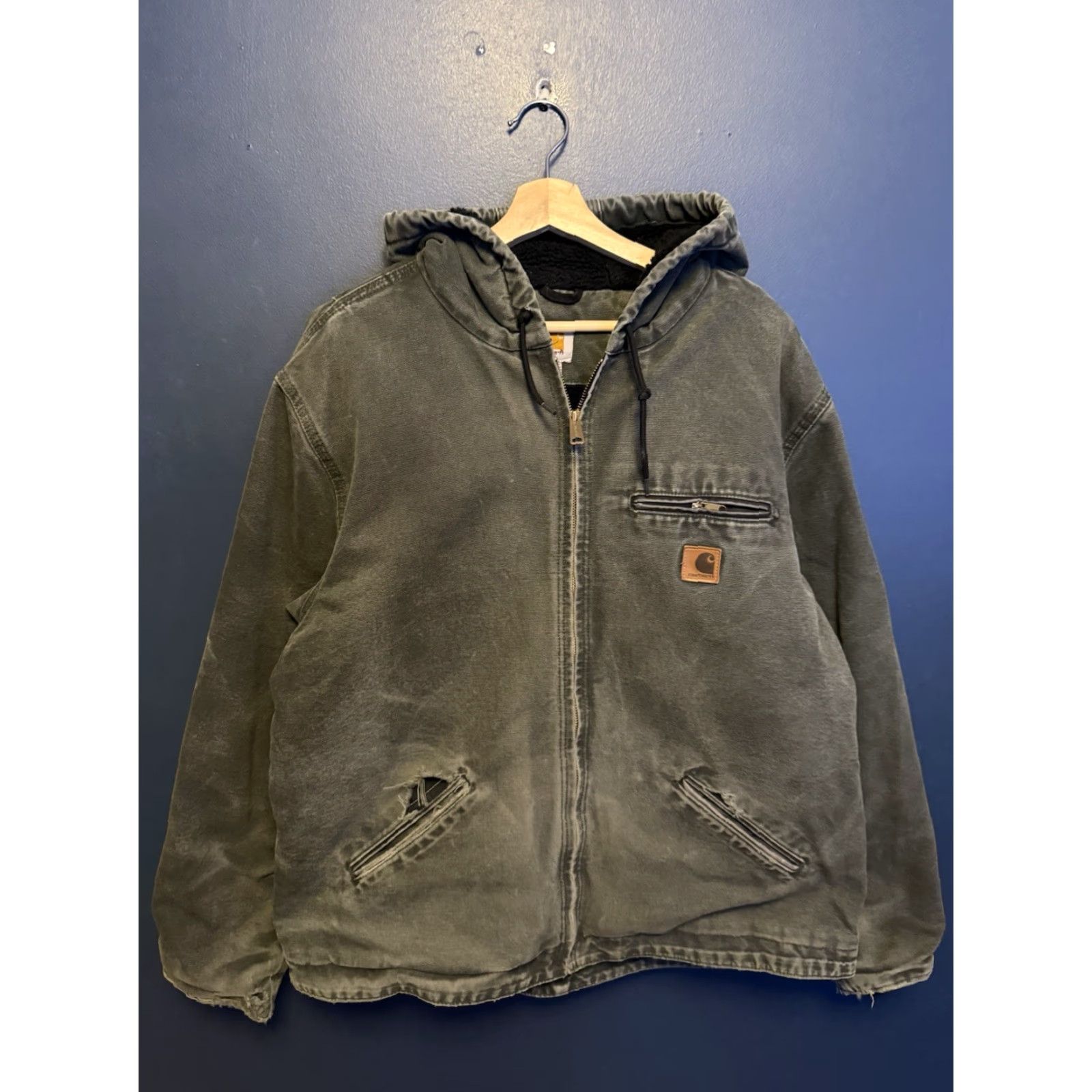 Carhartt VINTAGE Carhartt Hooded Jacket Moss Green Cotton Zip Detroit XL Men Size US XL / EU 56 / 4 - 3 Thumbnail