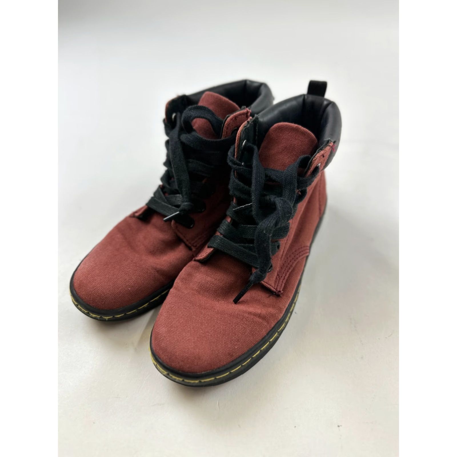 Dr. Martens Dr. Martens Shoreditch Boots Womens US 6 Red Black Canvas Lace Up Air Wear High Cow? Size US 6 / IT 36 - 3 Thumbnail