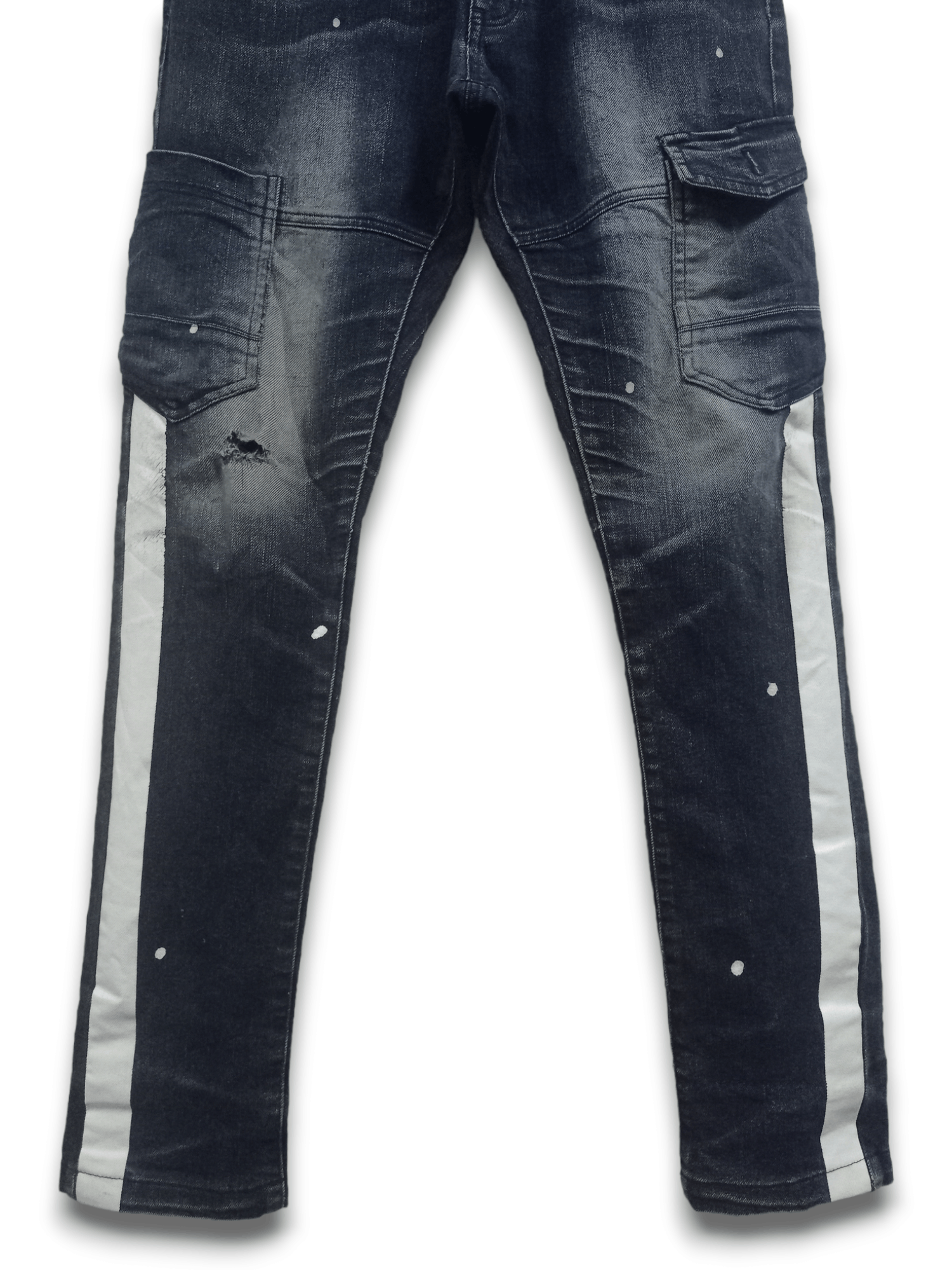 Japanese Brand Vintage Japanese Brand Painted Cargo Denim Pants 31x32 Size US 31 - 6 Thumbnail